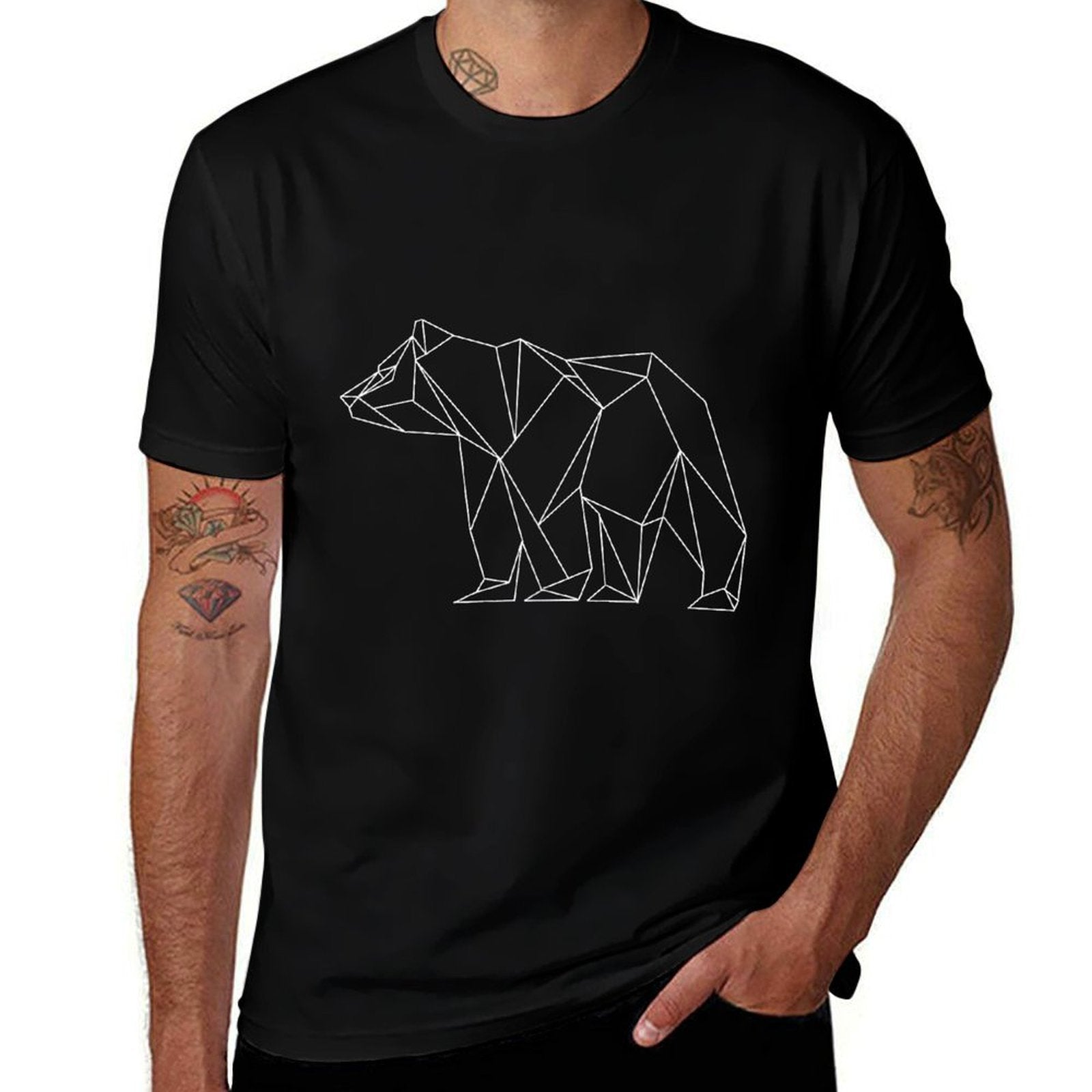 Polygonal Geometric Grizzly Bear T-shirts Clothing Gifts  Quick-drying T-Shirt