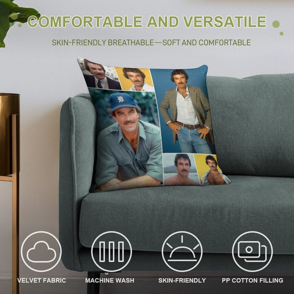Tom Selleck Soft Anti-Pilling Throw Pillow