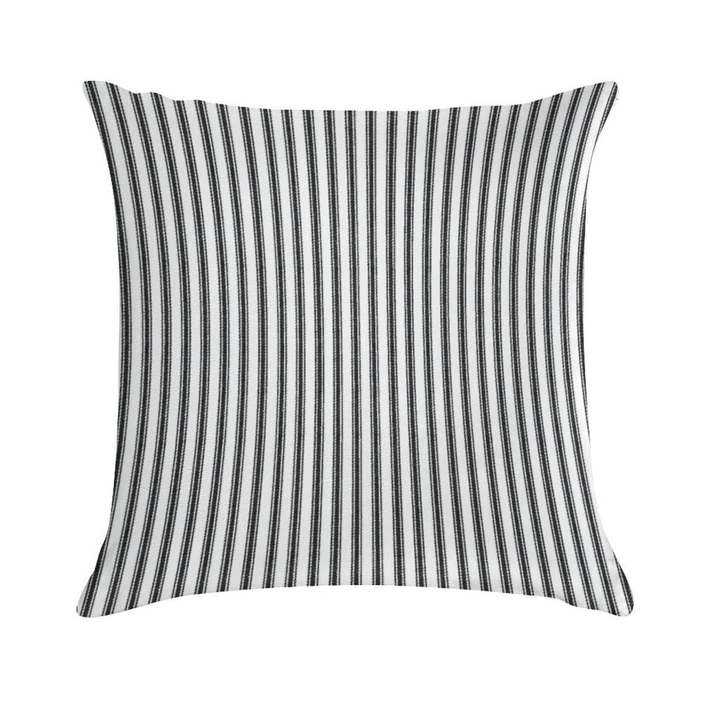 Old Fashioned Ticking Stripes Black And White Soft Shrink-Resistant Throw Pillow
