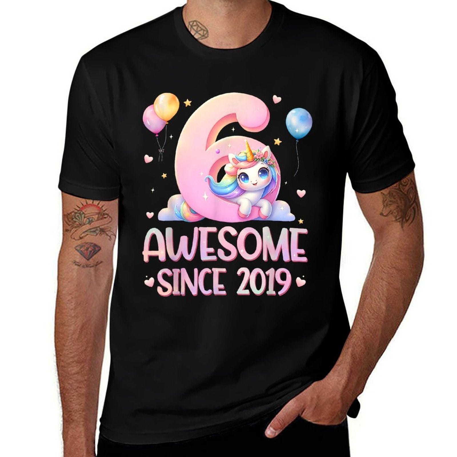 Unicorn 6th Birthday 6 Year Old Unicorn Party Girls Outfit  Soft T-Shirt