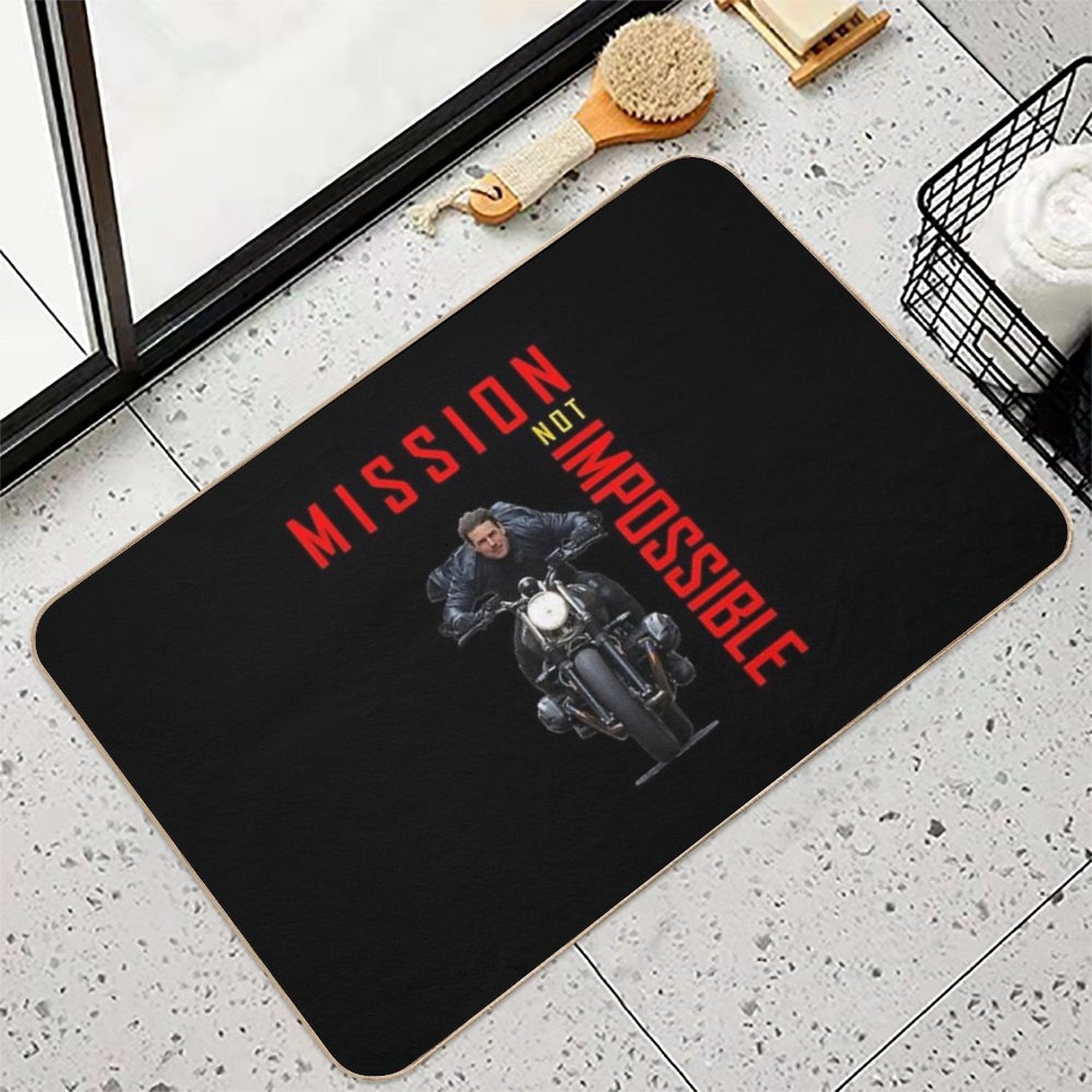 Mission Not Impossible Cool Motorbike Design  Absorbent Bath Mat