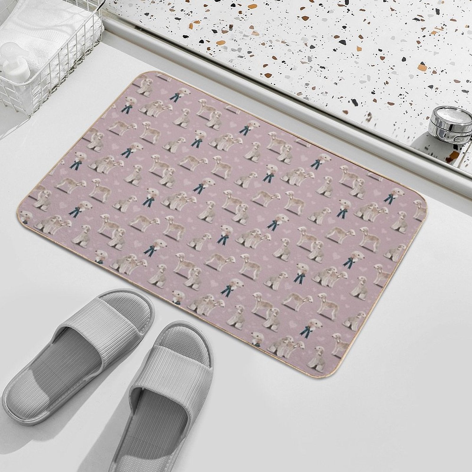 The Bedlington Terrier Dog  Non-Slip Bath Mat