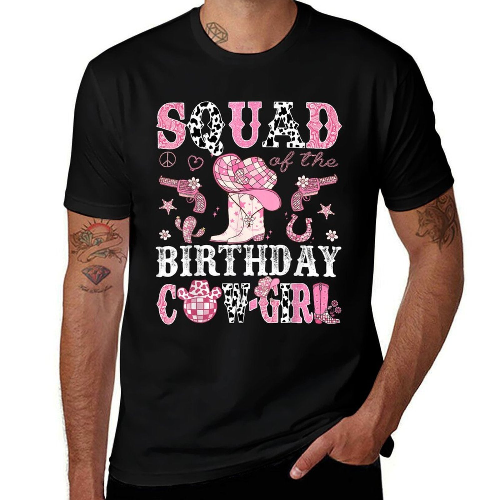 Squad Of The Birthday Cow-Girl Pink Disco Rodeo Western  Versatile T-Shirt