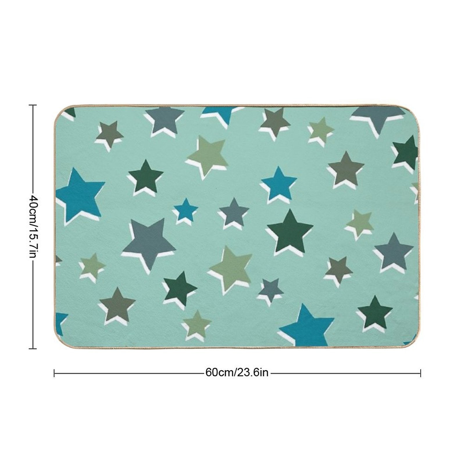 Shades of Green Star Pattern  Fade-Resistant Bath Mat