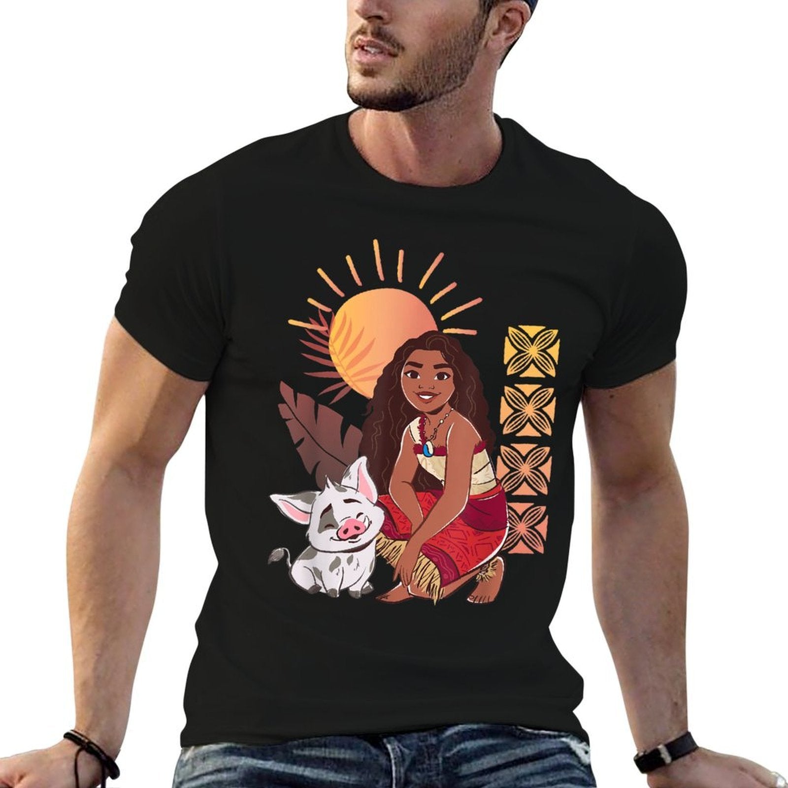 Disney Moana 2 Pua Moana Tropical Best Friends Chest Logo  Vintage-inspired T-Shirt
