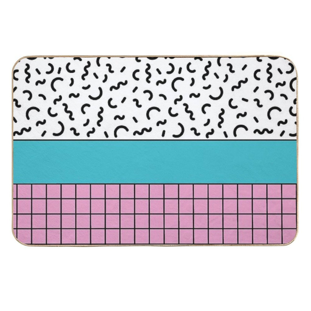 Memphis Pattern 68 - Retro 90s  80s  Absorbent Bath Mat