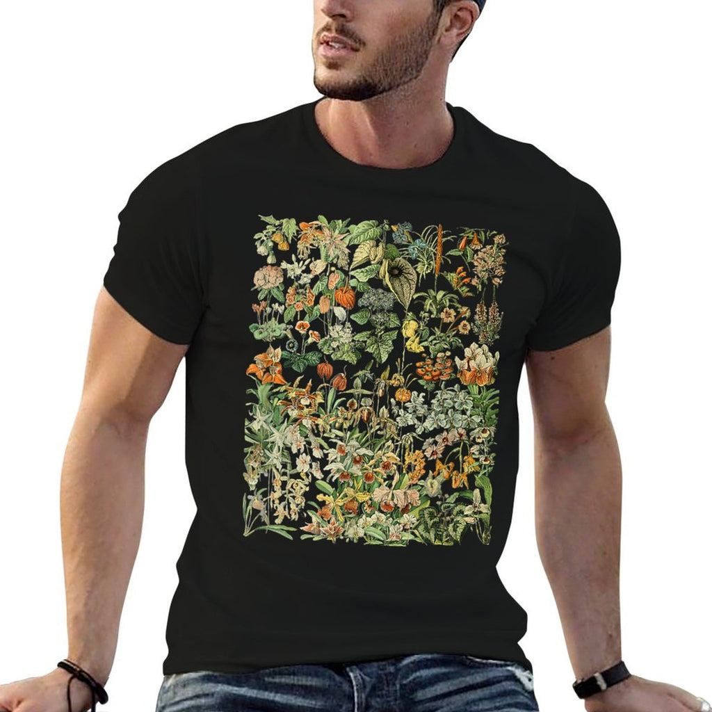 Vintage Inspired Flower Botanical Chart for Plant Lover  Summer-ready Fabric T-Shirt