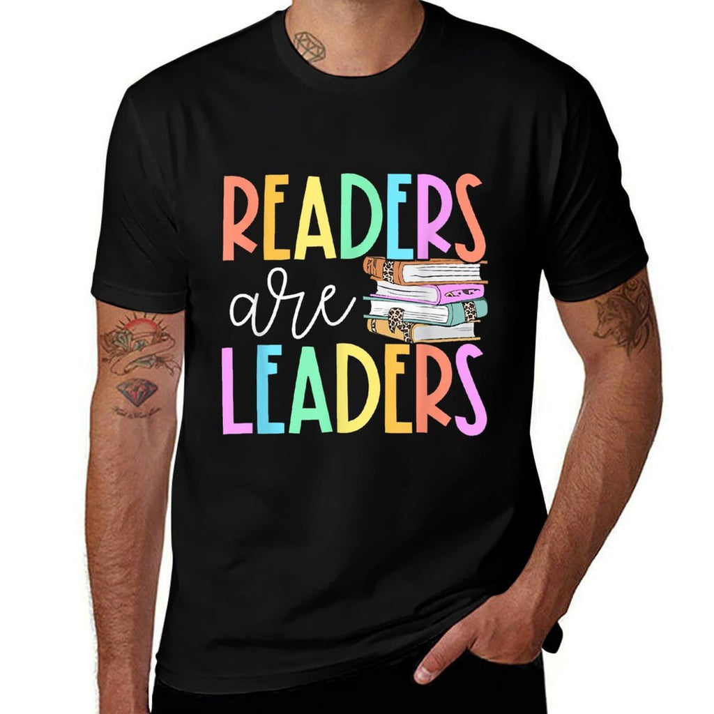 Readers Are Leaders Reading Book Lovers Teacher Women Kids  Soft T-Shirt