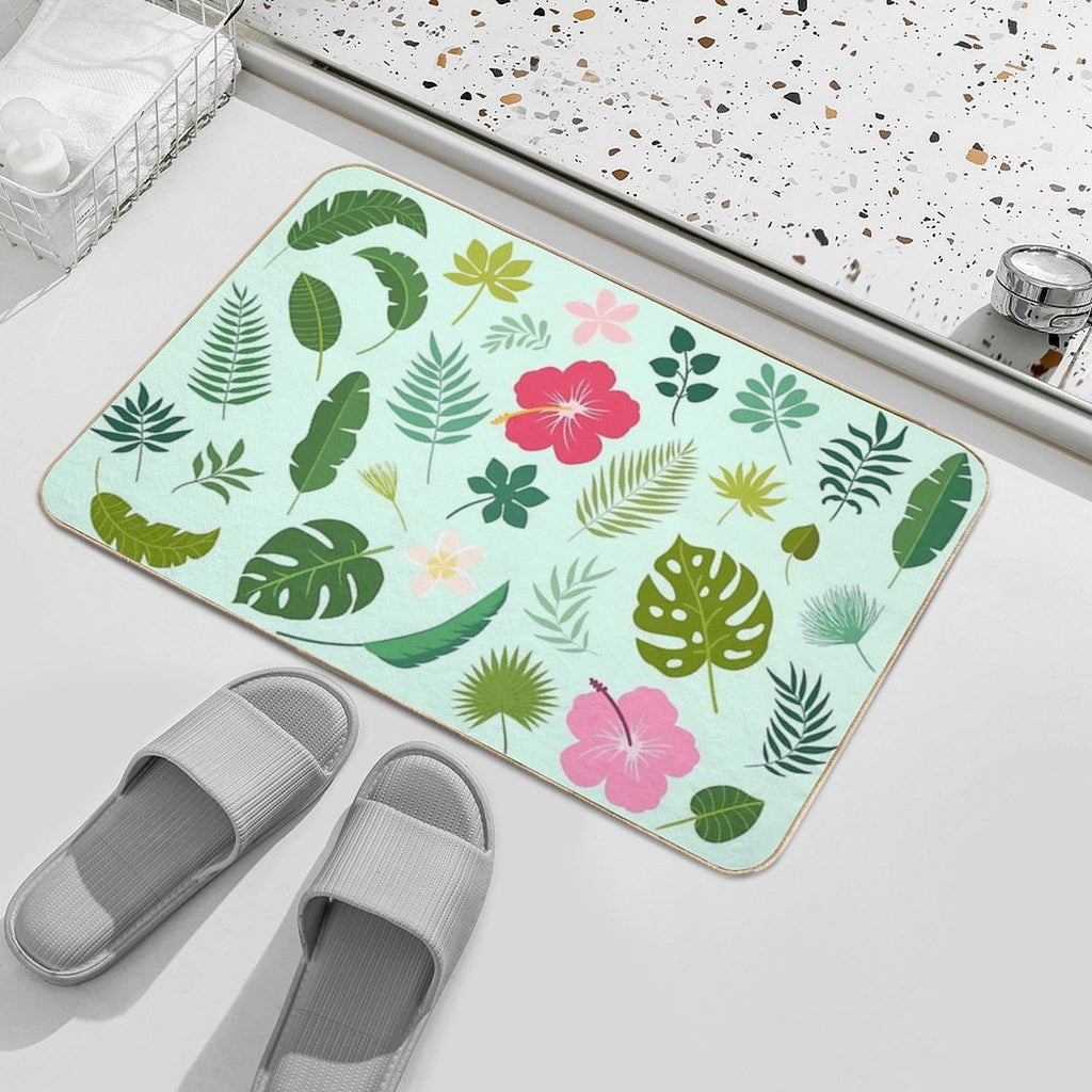 Tropical Nature Monstera Botanical Jungle Illustration Pillow  Multi-Purpose Bath Mat
