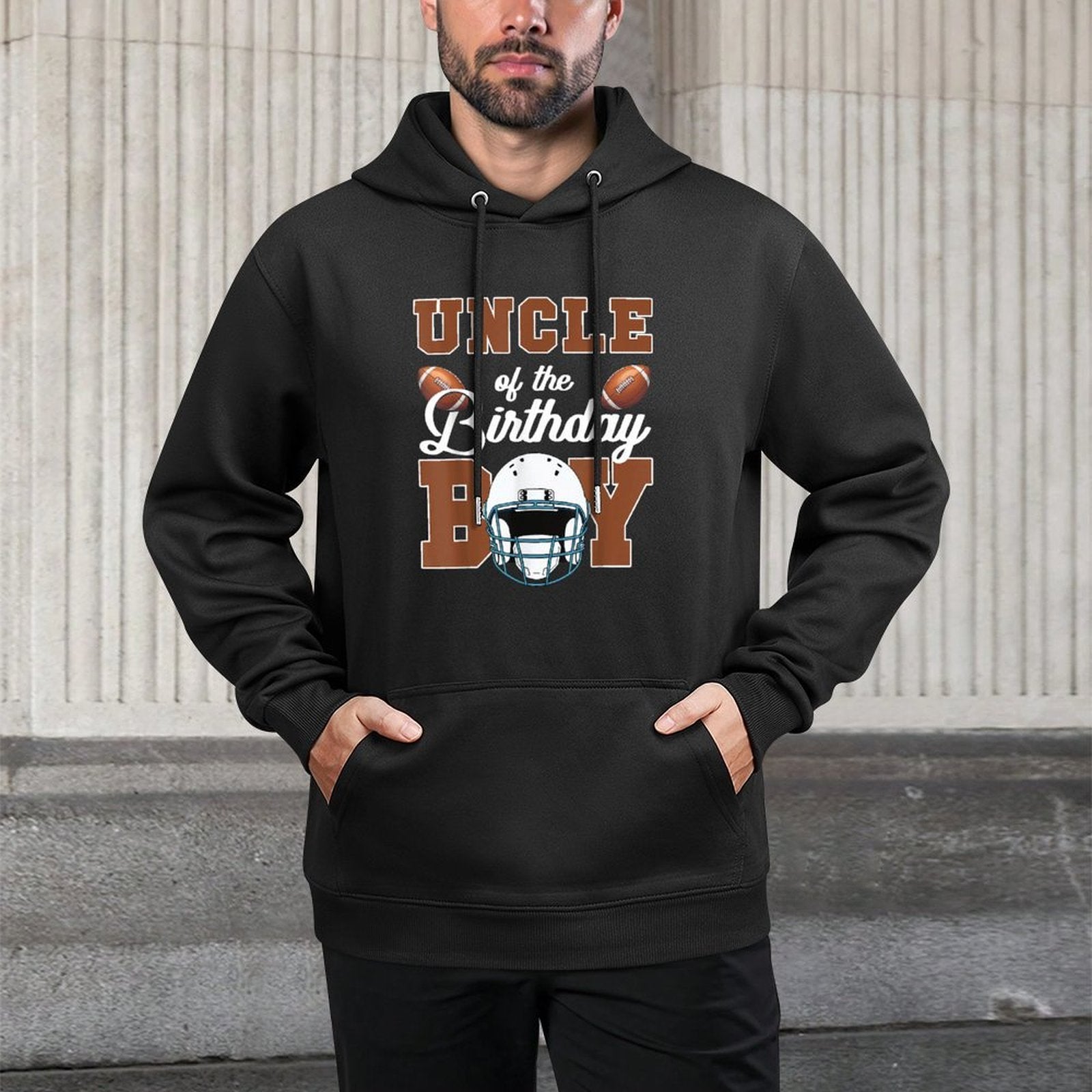 Uncle Of The Birthday Boy Football Party Family Matching Customizable Surface Hoodie