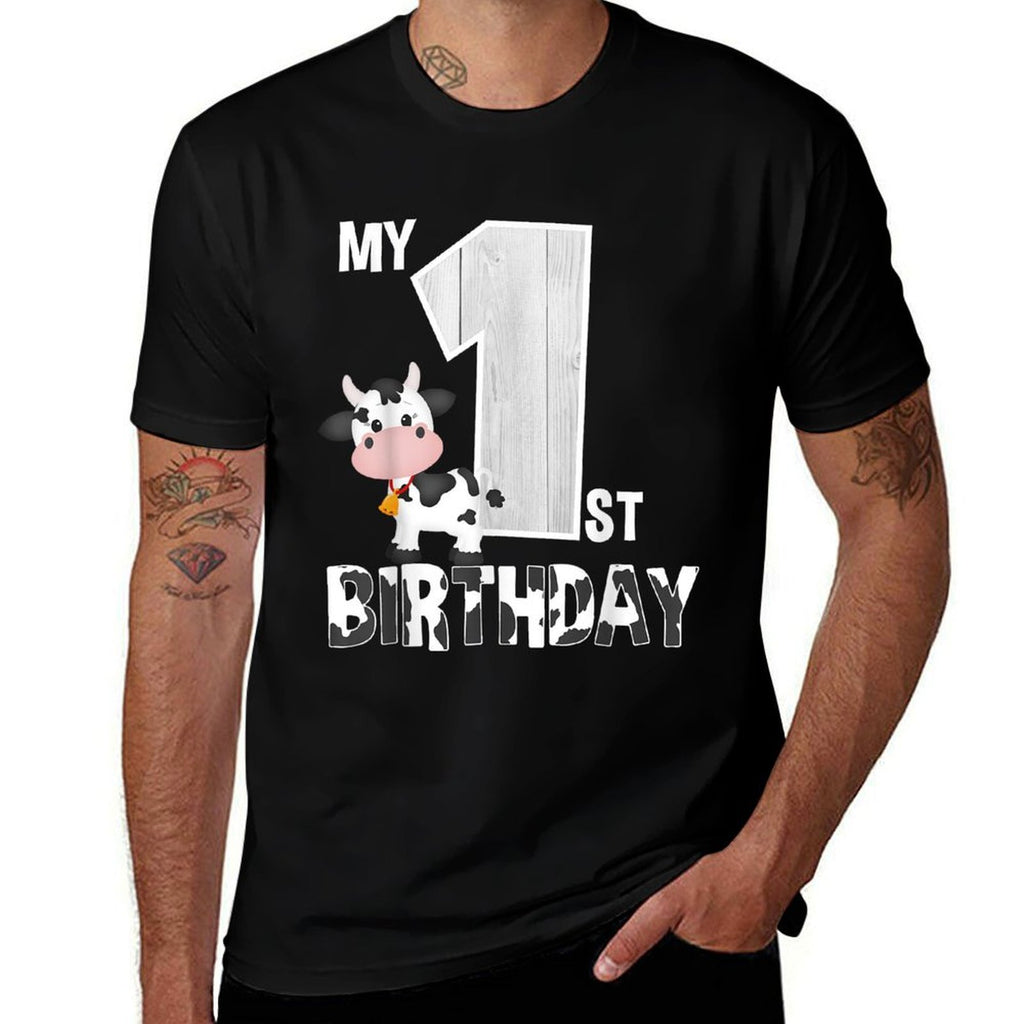 My 1st Birthday Cow Moo I'm 1 Yrs Old Farm Theme Birthday  Breathable T-Shirt