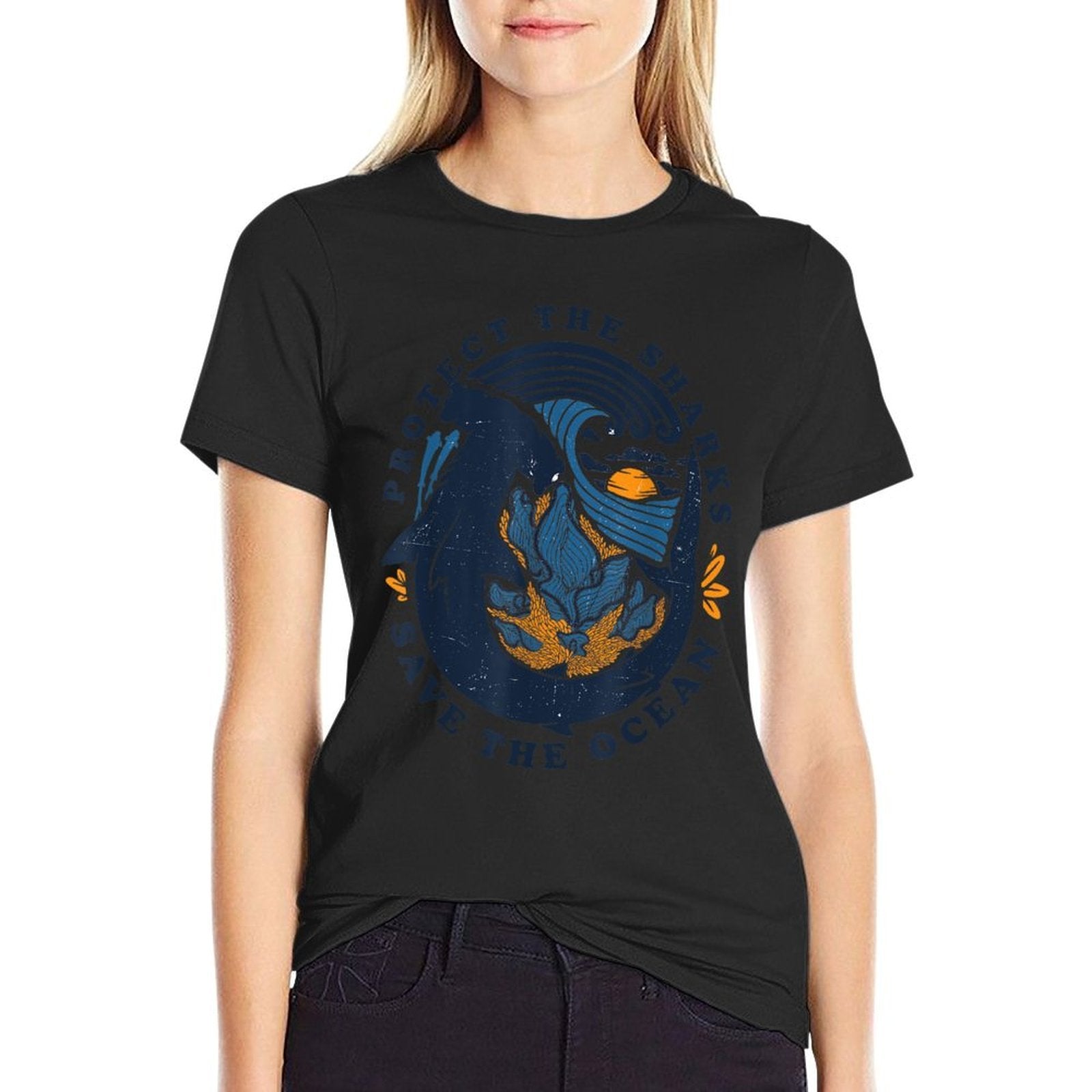 Protect The Shark Save The Ocean Save Ocean Animals Retro  Breathable T-Shirt