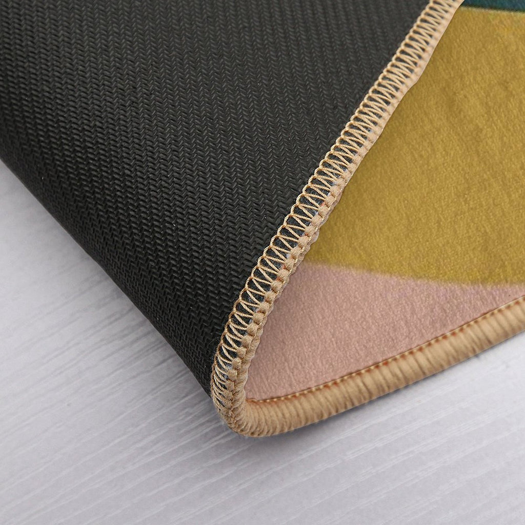 Retro Waves Minimalist Pattern Rust, Blush Pink, Gray, Navy Blue, And Mustard Gold  Anti-Trip Bath Mat
