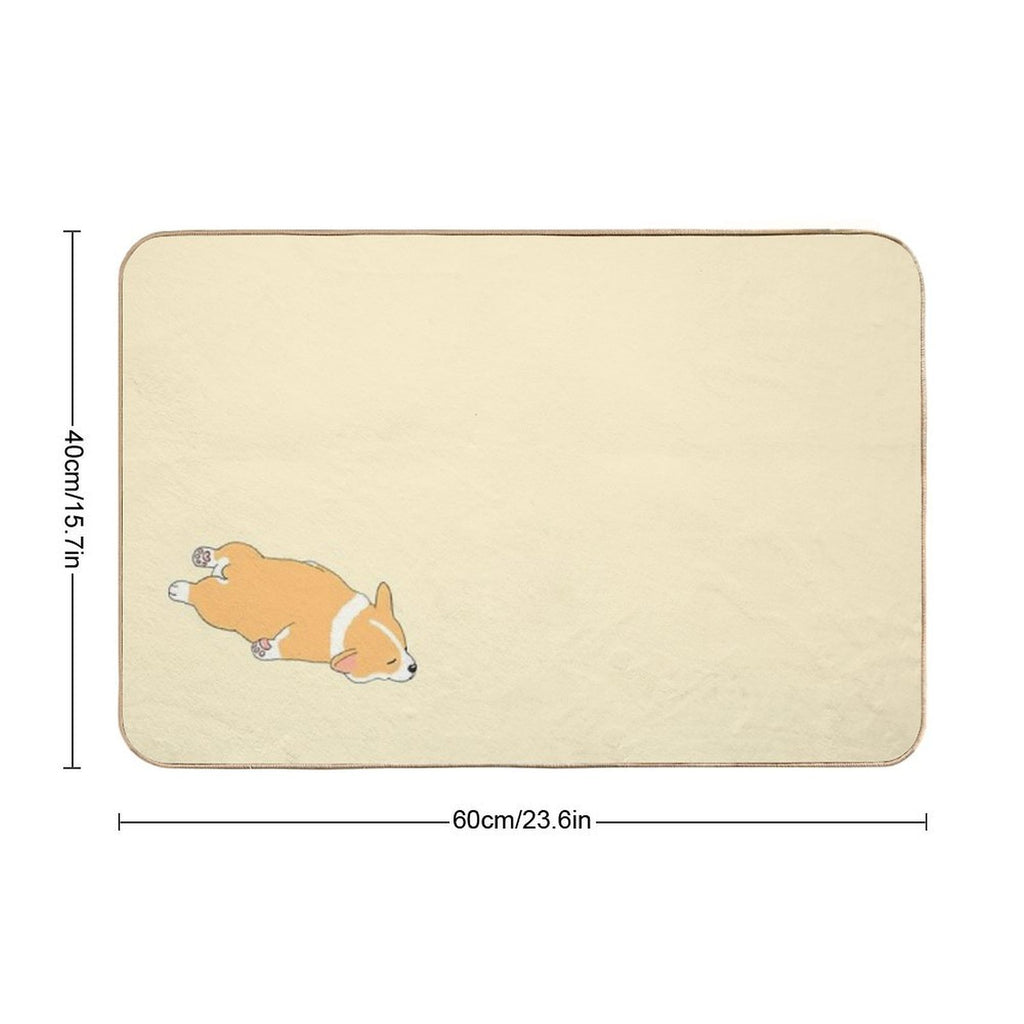 Cute Sploot Sleeping Corgi  Repositionable Bath Mat