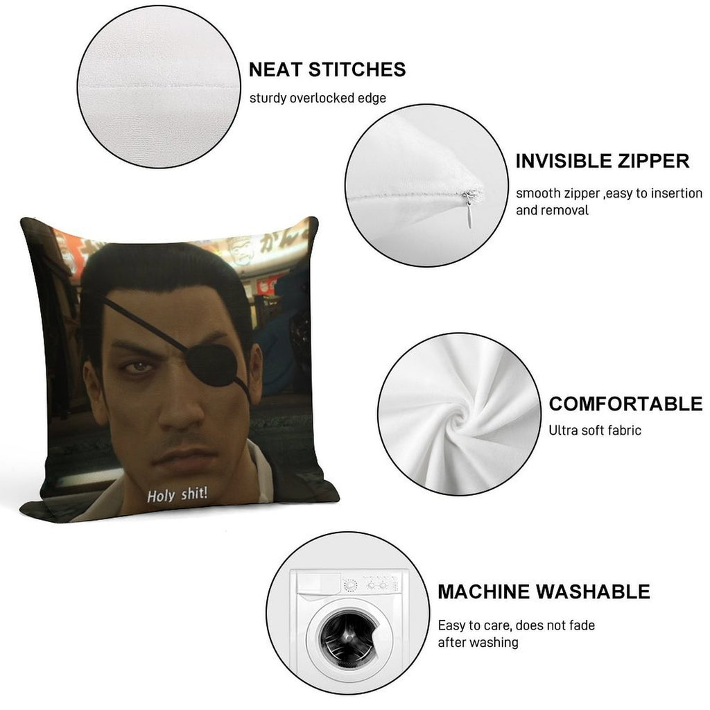 Yakuza Majima Holy Sht Soft Bedroom Essential Throw Pillow