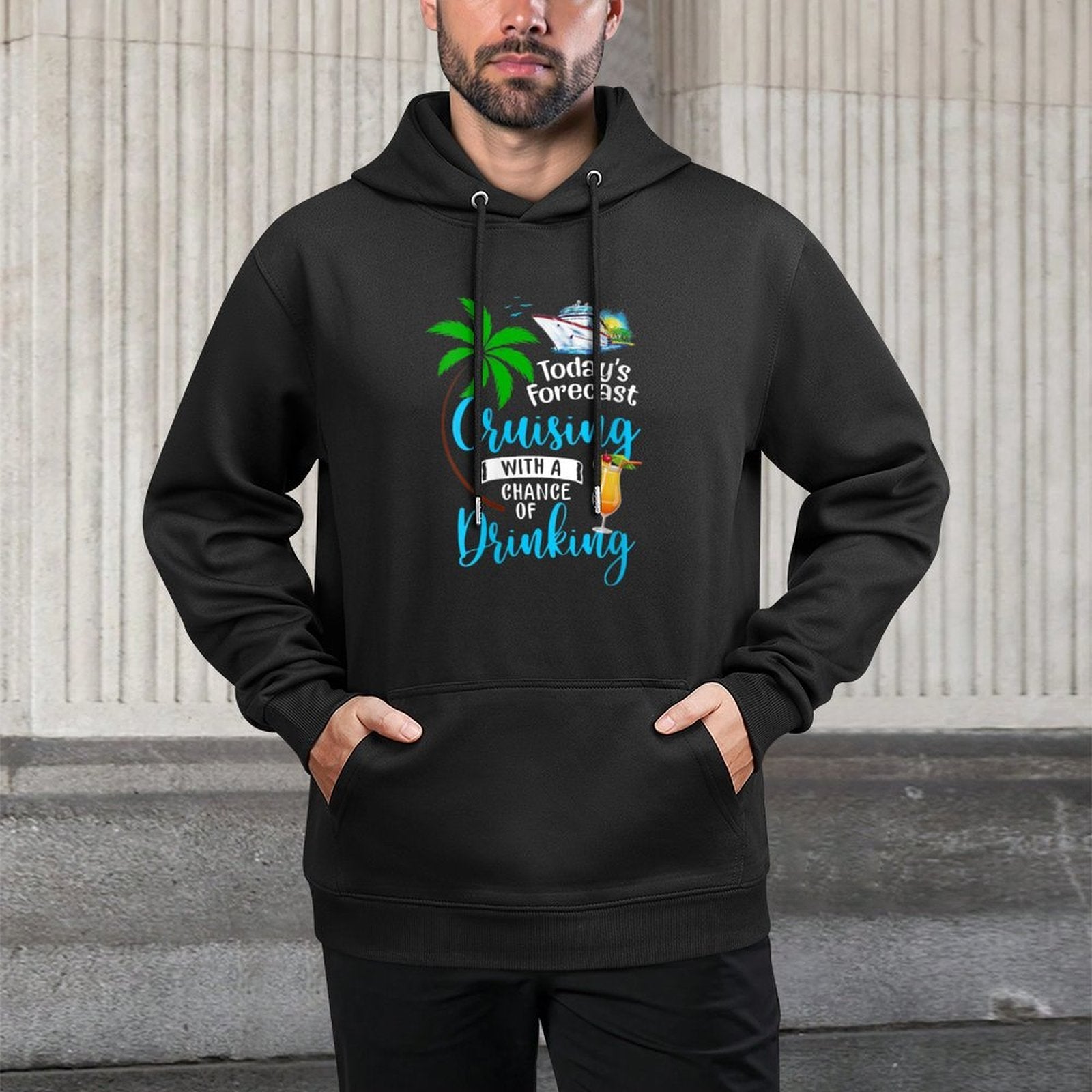 Womens Todays Forecast Cruising With A Chance Of Drinking Cruise Kangaroo Pocket Hoodie
