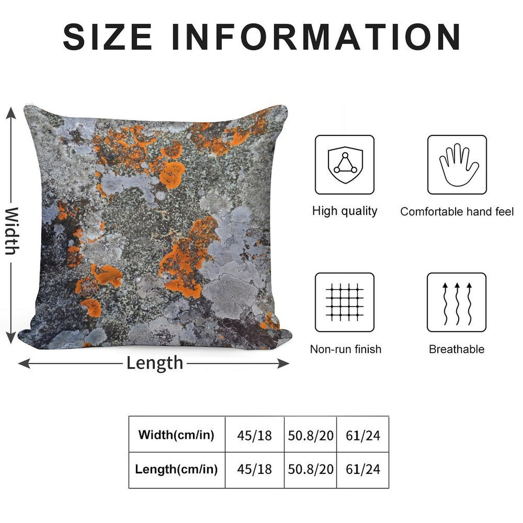 Orange And Grey Lichen Soft Gift Ready Throw Pillow