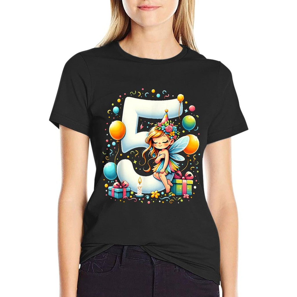 Kids Fairy Theme Fifth Bday Party 5th Fairy Birthday  Soft T-Shirt