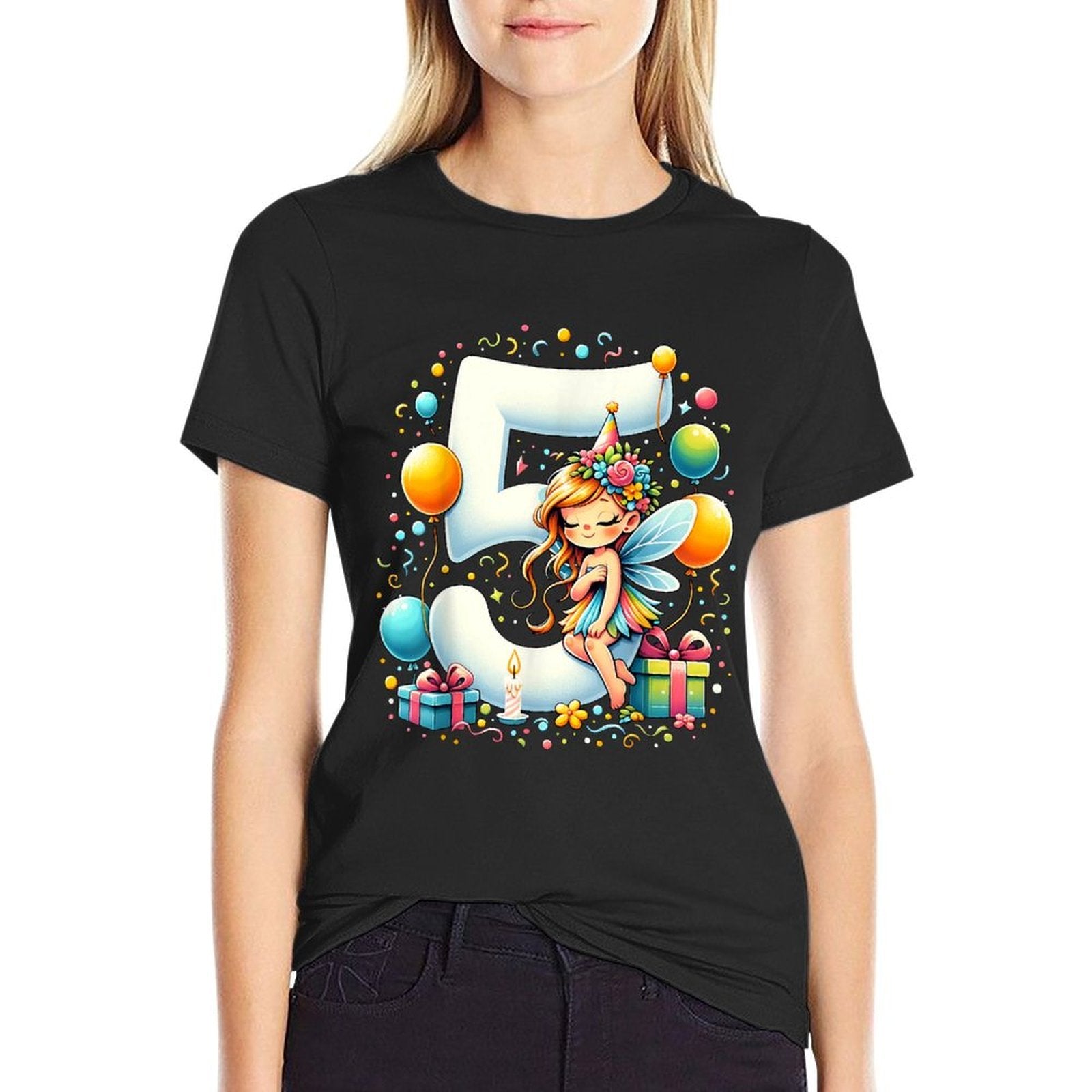 Kids Fairy Theme Fifth Bday Party 5th Fairy Birthday  Soft T-Shirt