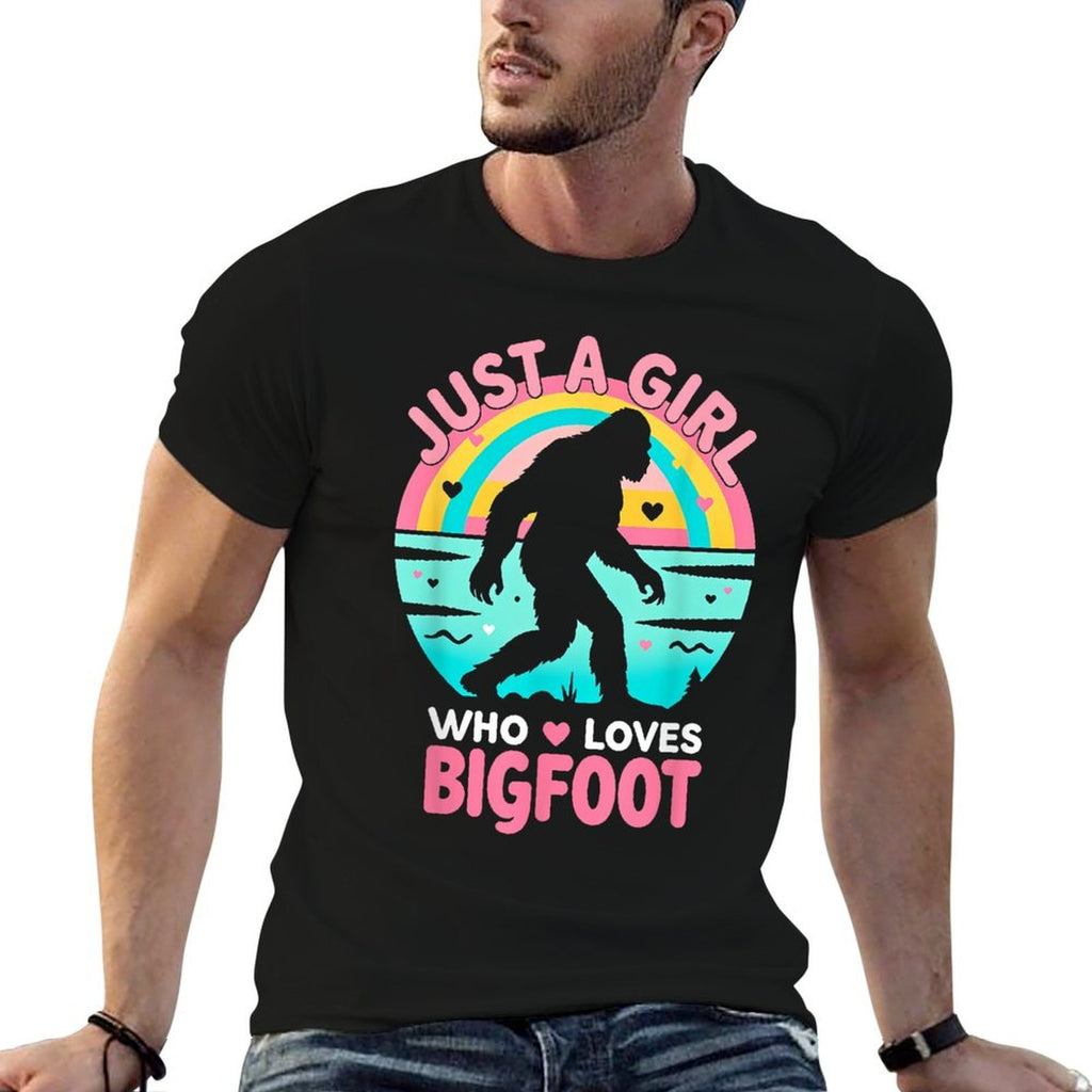 Just A Girl Who Loves Bigfoot Rainbow Sasquatch Cute Girls  Versatile T-Shirt