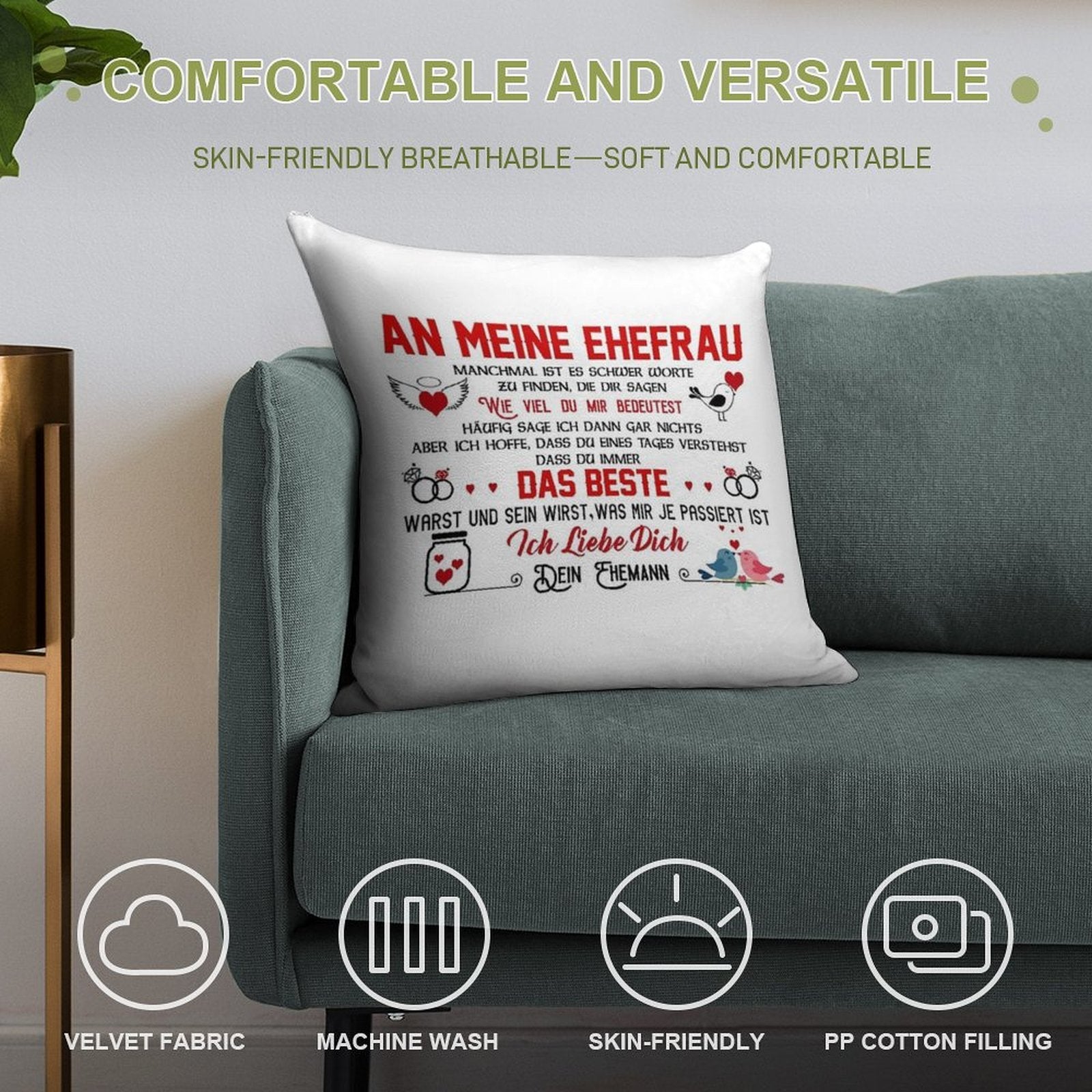 Gift for My Wife Perfect Gift Soft Luxury Feel Throw Pillow