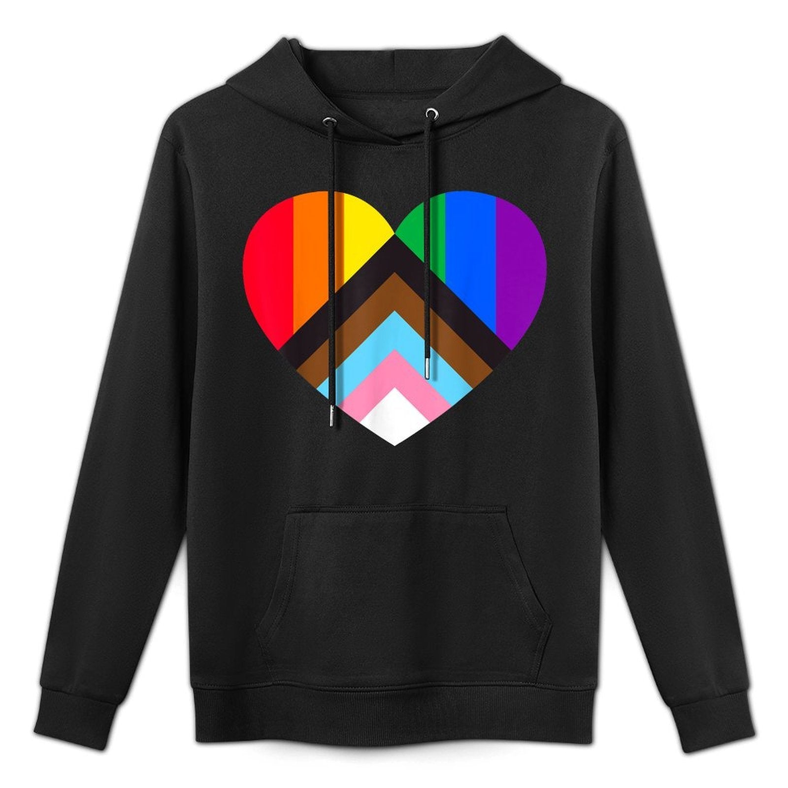 Progress Pride Rainbow Heart LGBTQ  Gay Lesbian Trans Customizable Surface Hoodie