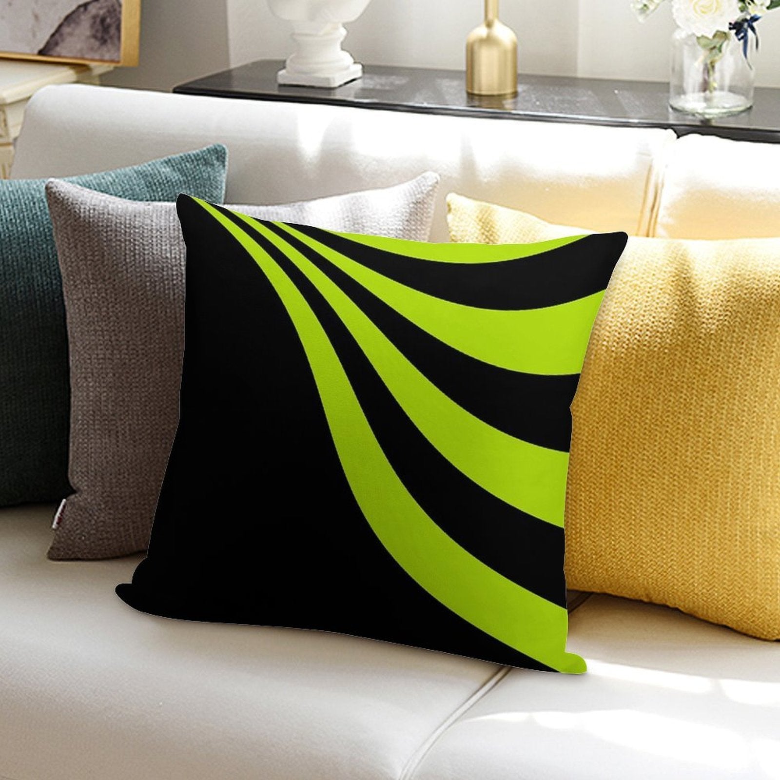 Lime Wave Soft Home Decor Throw Pillow