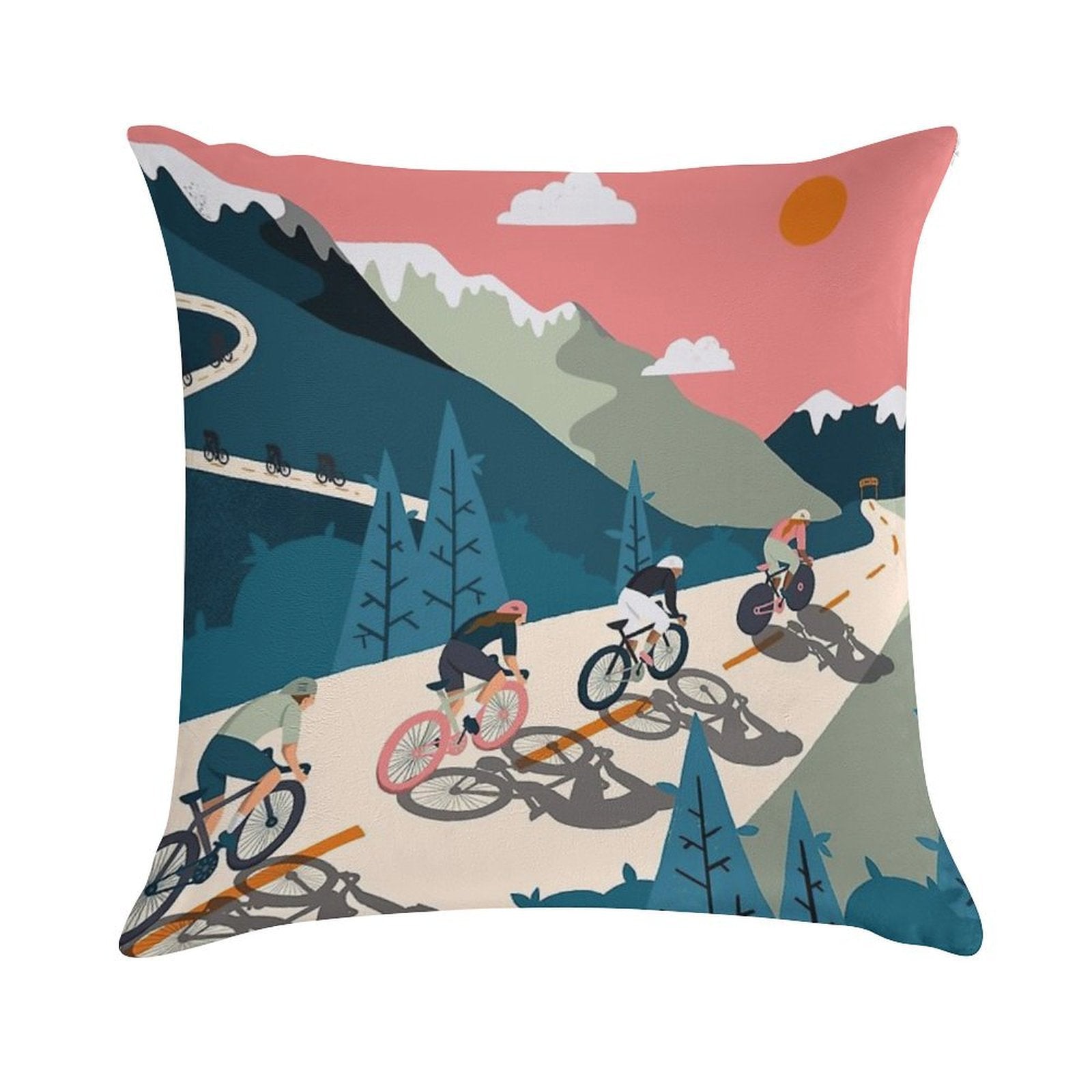 Cycling Race Vintage Art Soft Multiple Sizes Throw Pillow