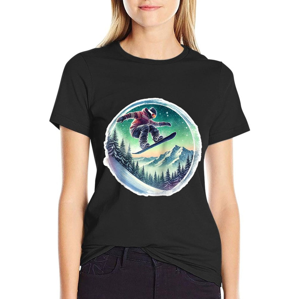 Snowboarder's Twilight Ride Raglan Baseball  Vintage-inspired T-Shirt
