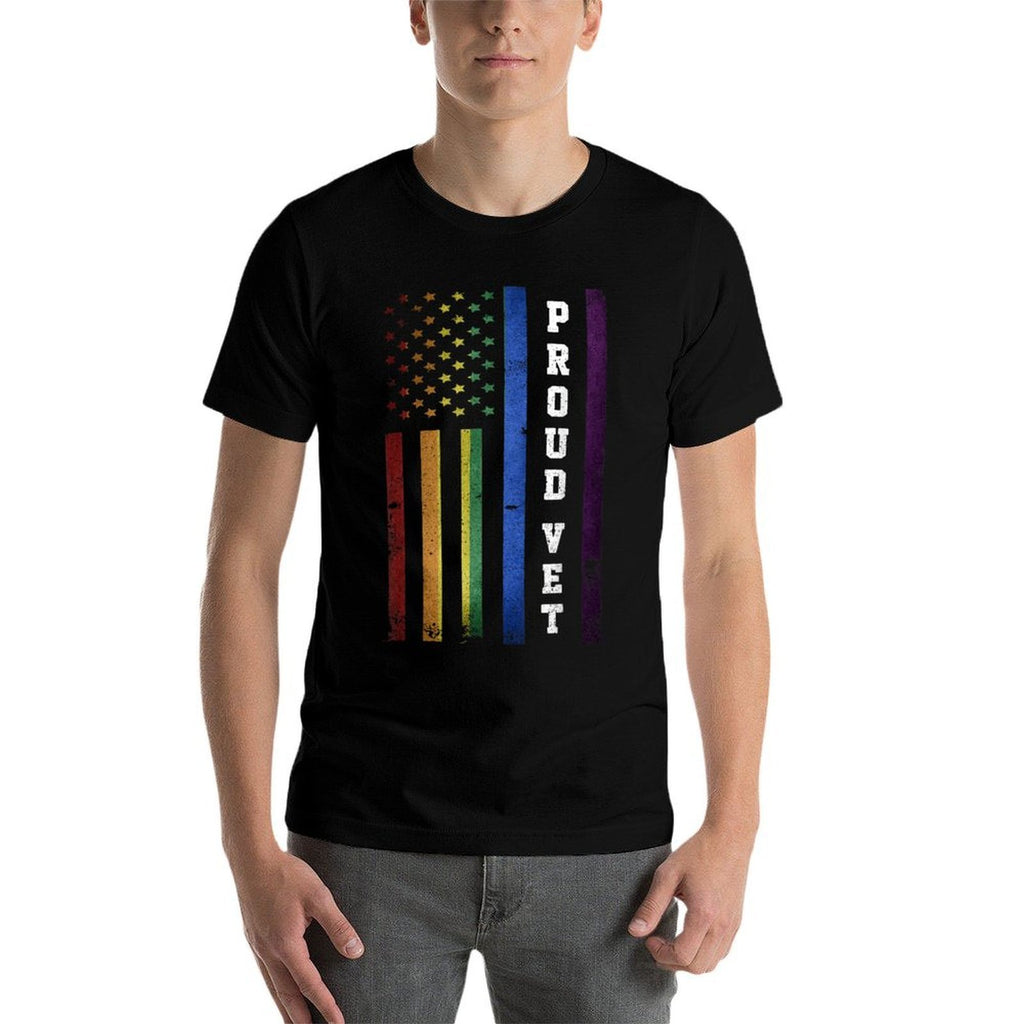 LGBT Military Soldier Pride Proud Veteran Rainbow USA  Trendy Pattern T-Shirt