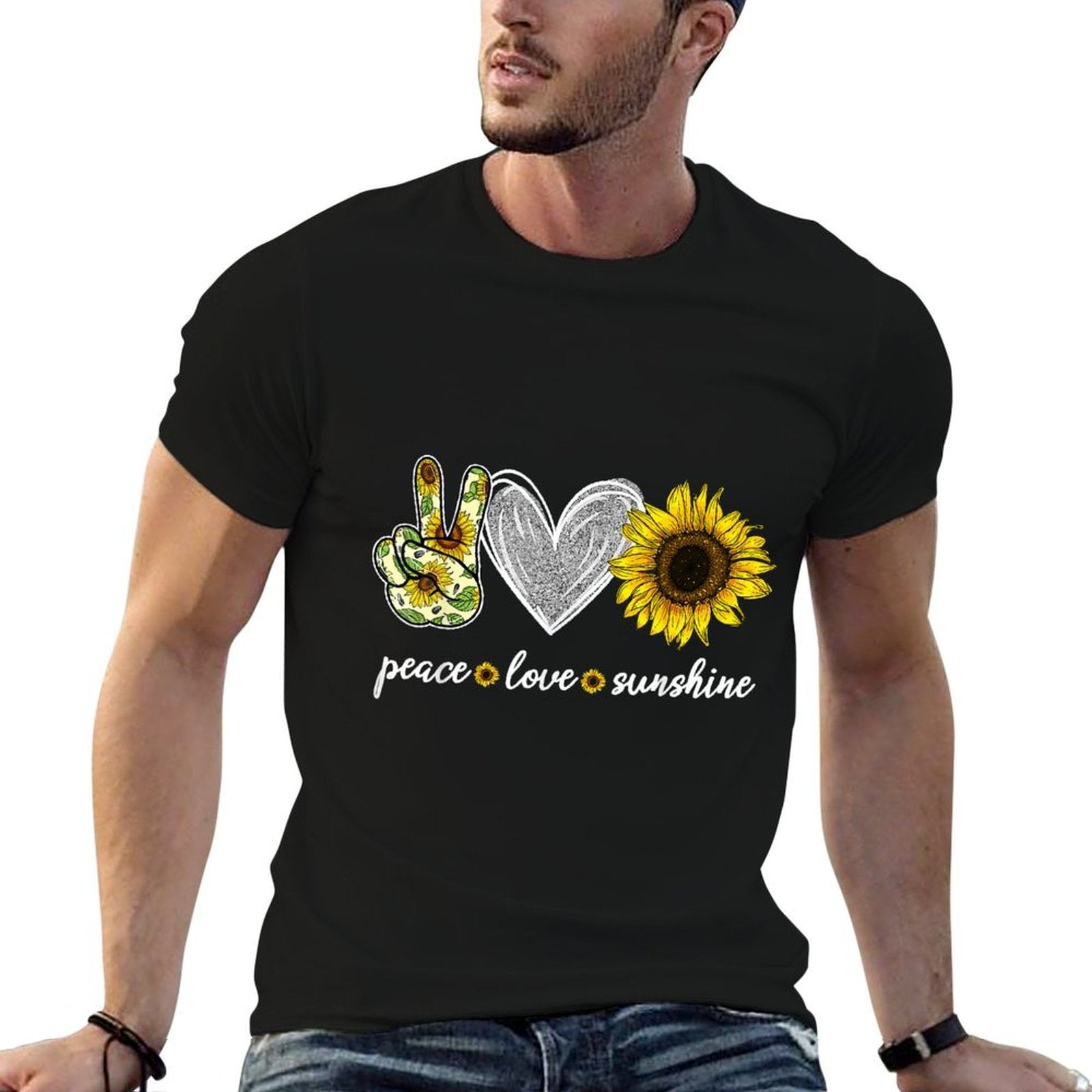 Peace Love Sunshine Sunflower Hippie Sunflower Lover Gifts  Eco-friendly Material T-Shirt