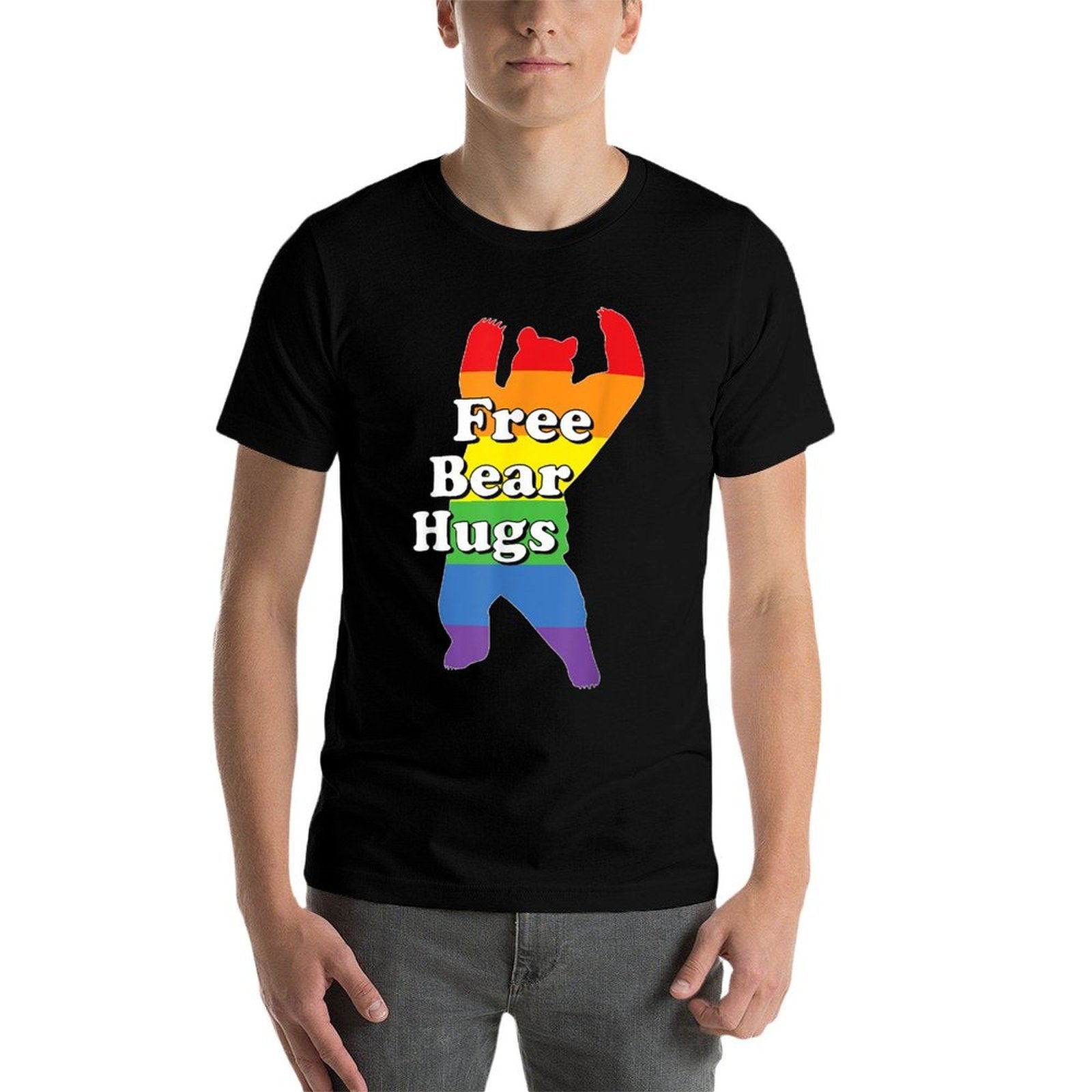 Funny Gay Pride Rainbow Free Bear Hugs LGBTQ  Wrinkle-resistant T-Shirt