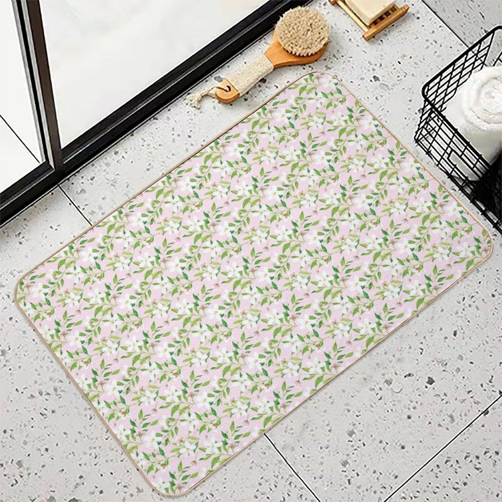 Jasmine Delight Pink  Fade-Resistant Bath Mat