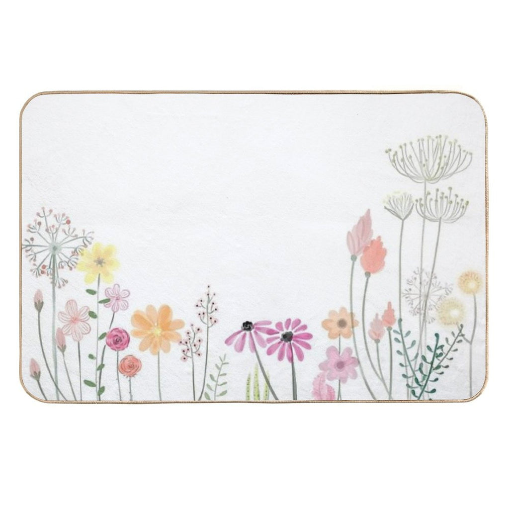 Watercolor Flowers  Easy To Clean Bath Mat