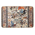 Blue Antique Persian Isfahan Silk Rug with Flowers Animals Print  Odorless Bath Mat