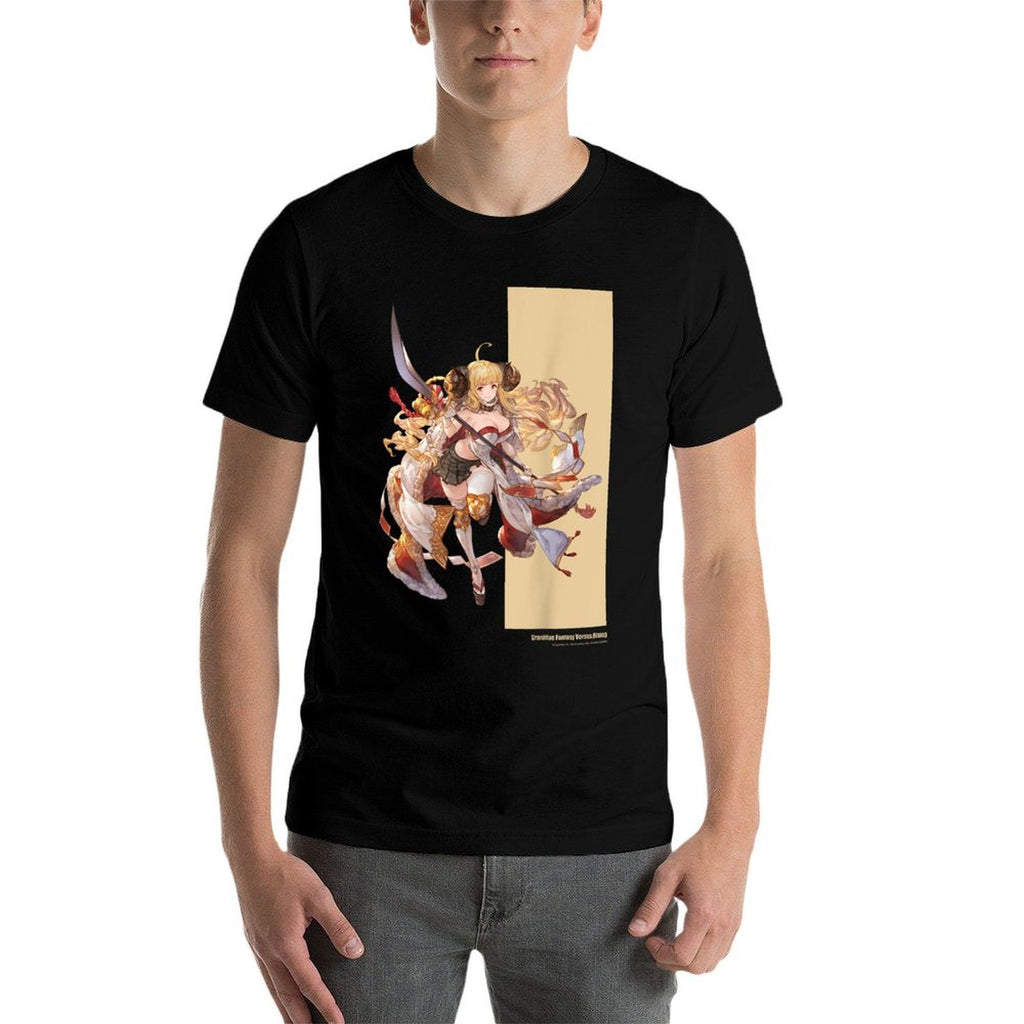 Cygames, Inc. Granblue Fantasy Versus Rising Black Anime Game Character  Slim-fit Cut T-Shirt
