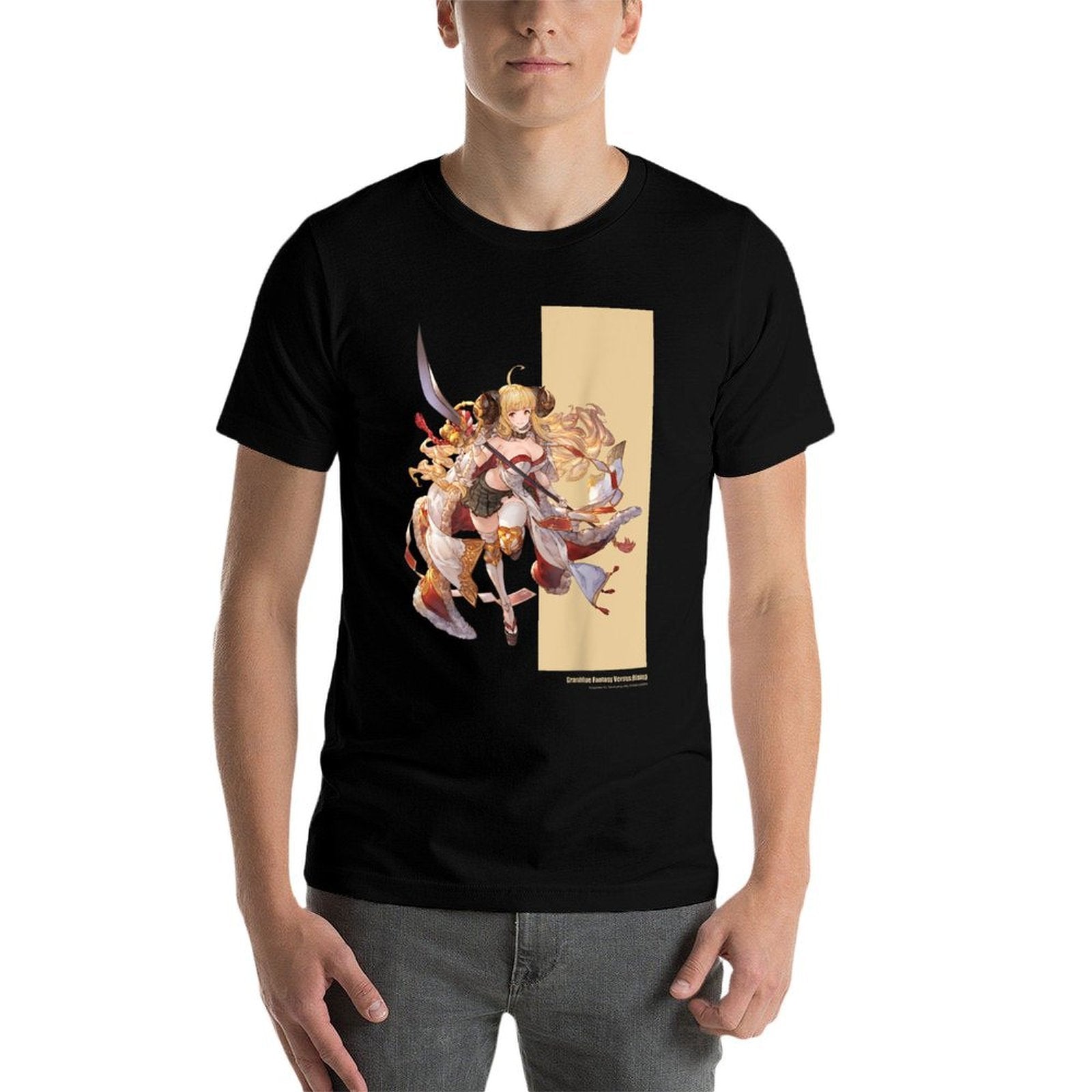 Cygames, Inc. Granblue Fantasy Versus Rising Black Anime Game Character  Slim-fit Cut T-Shirt