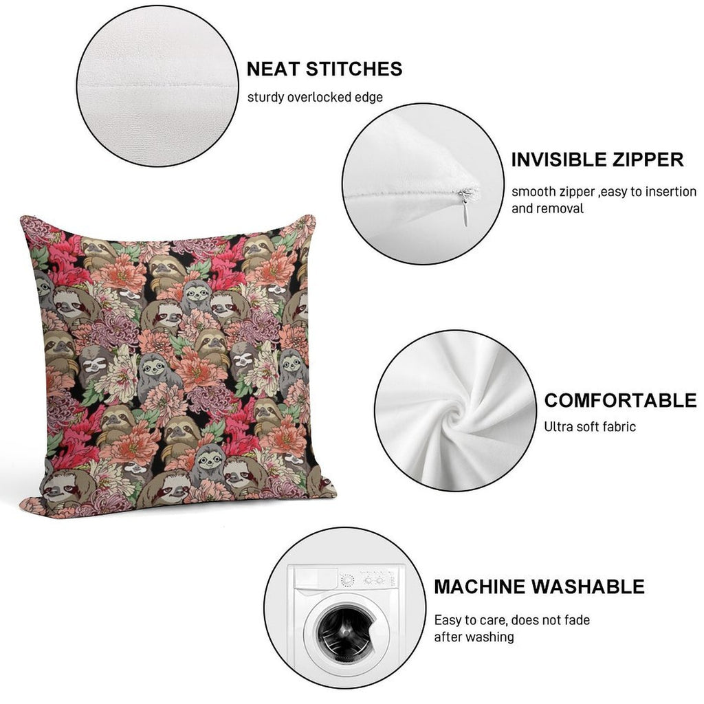 Because Sloths Soft Hidden Zipper Throw Pillow