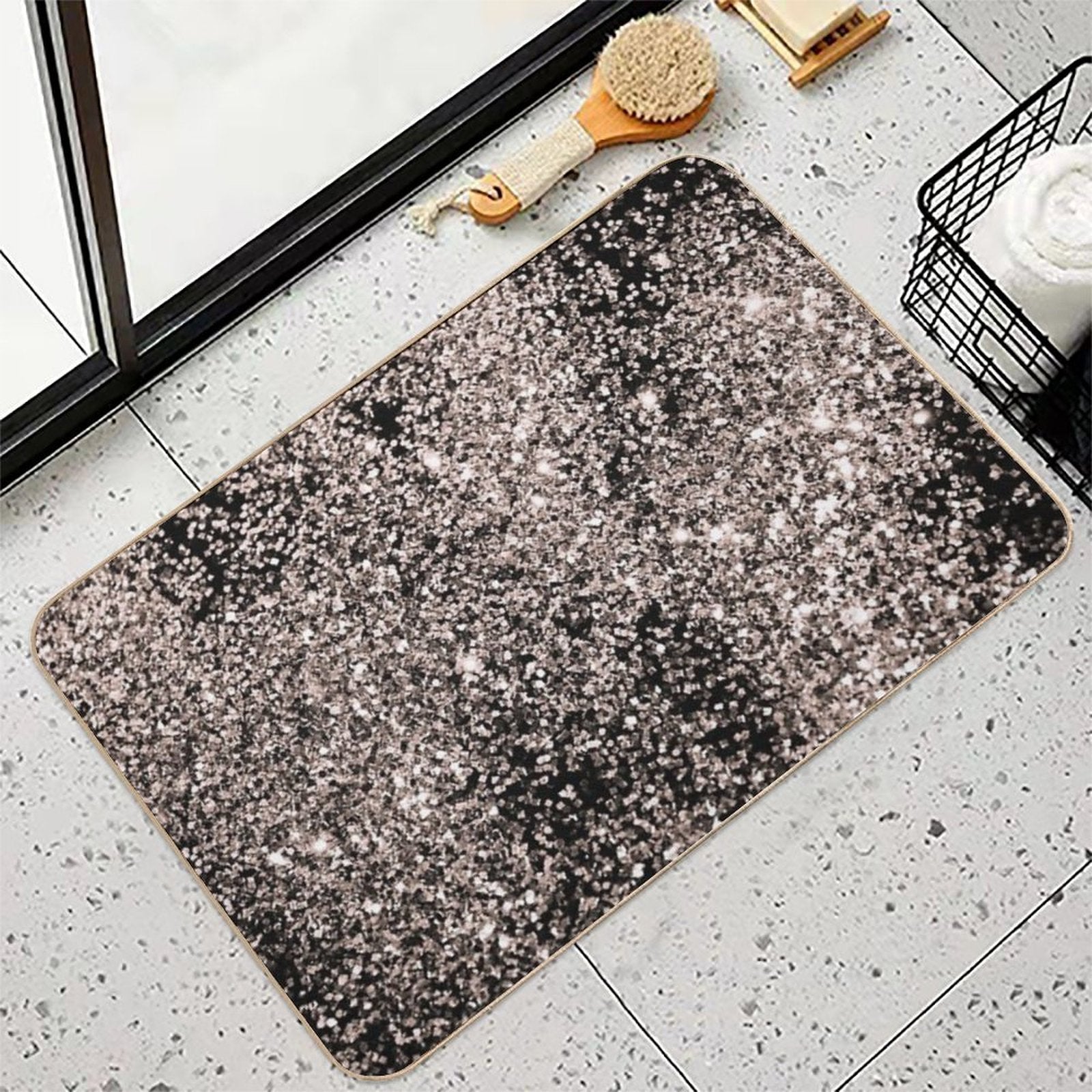 Rose Gold Glam #1 (Photo of Glitter Only - Not Reflective)  Eco-Friendly Bath Mat
