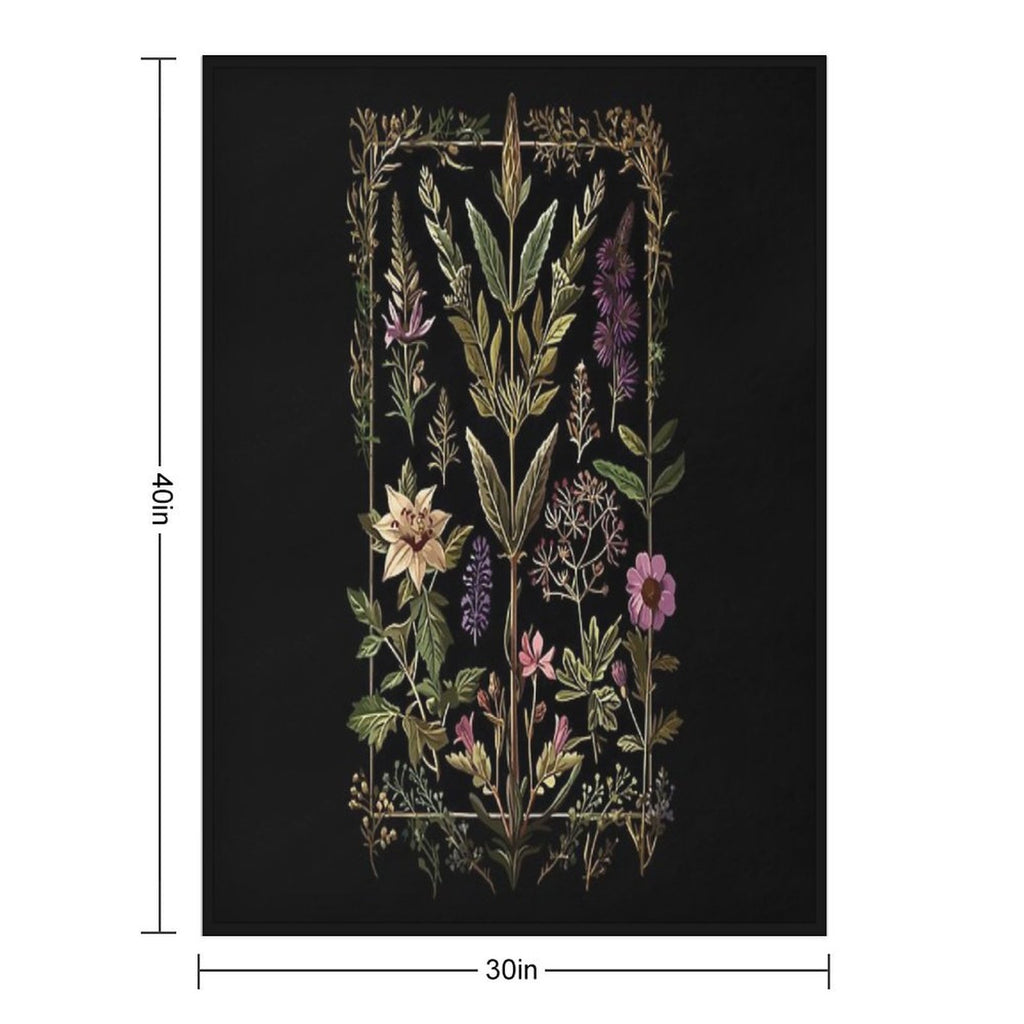 Dark Victorian Witch Herbs Durable Throw Blanket