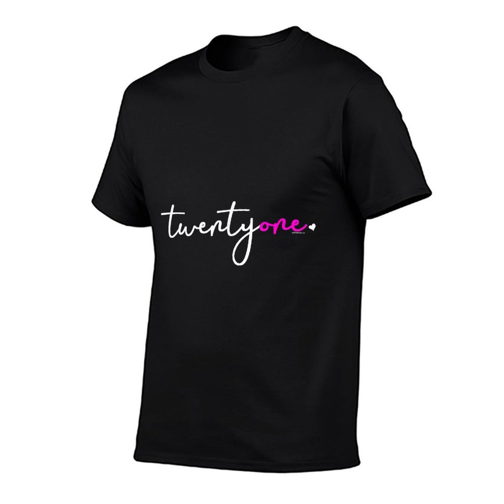 21st Birthday Gift Idea for Her Women  Twentyone Pink  Ribbed Collar T-Shirt