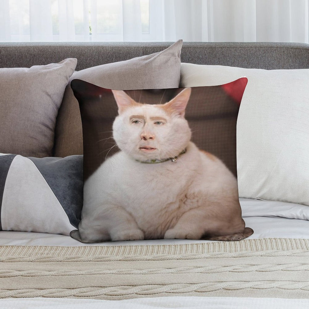 Nicolas Cage Photoshop Cat Soft Anti-Pilling Throw Pillow