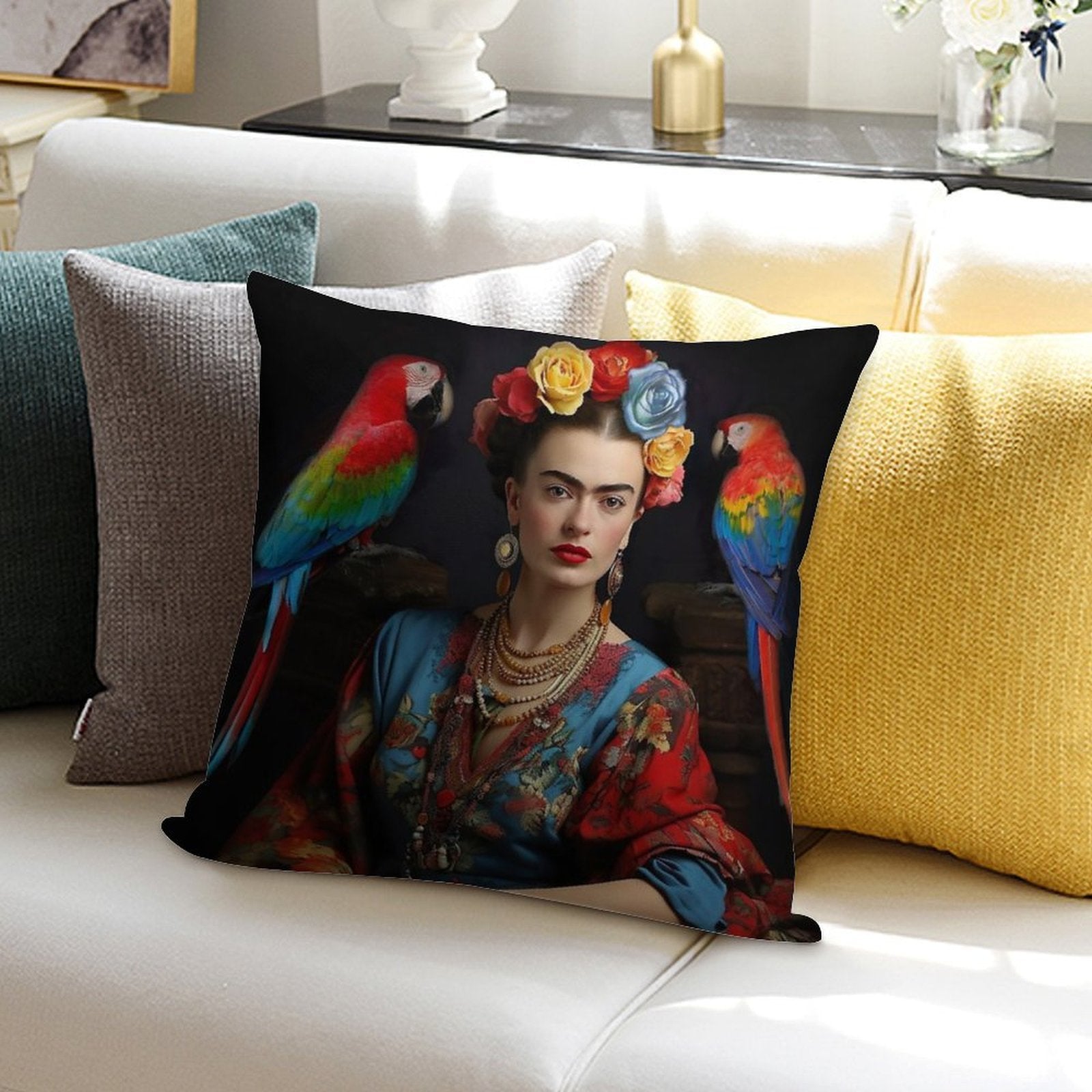 Frida Kahlo 9 Soft Hidden Zipper Throw Pillow