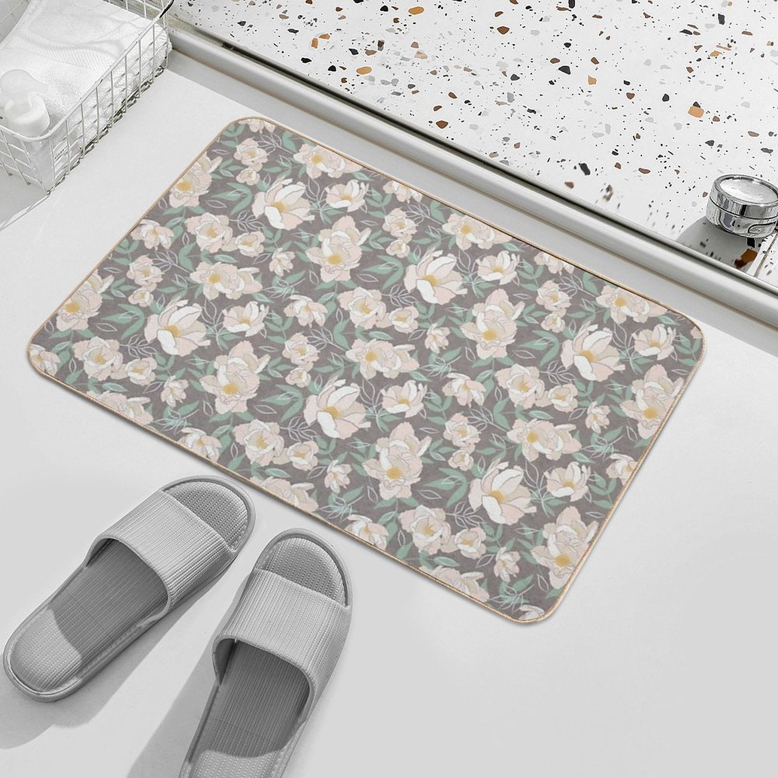 Peonies on Purple  Pet-Safe Bath Mat
