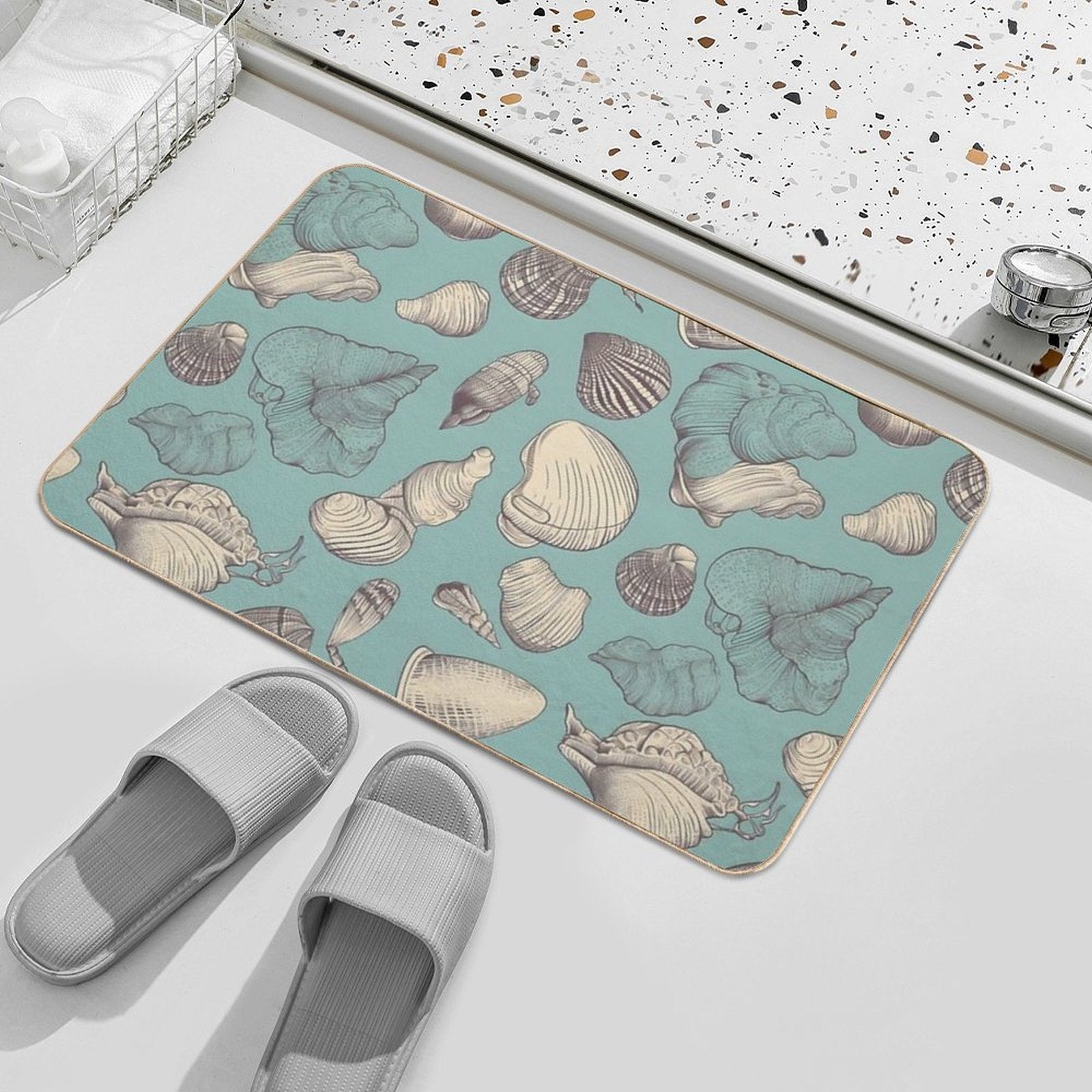 Shells Design  Fade-Resistant Bath Mat