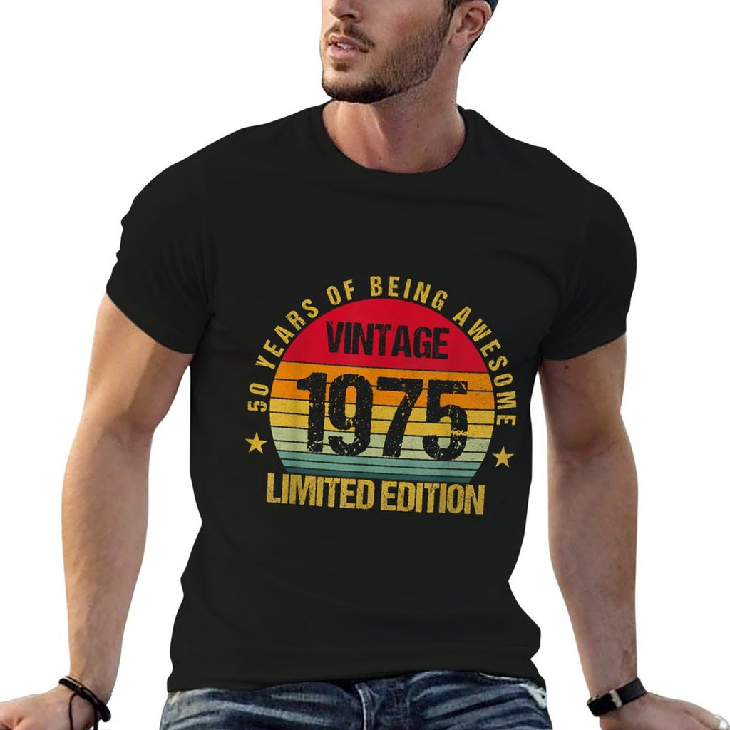 50 Years Old Fifty 1975 Vintage 50th Birthday Men Women Cute  Quick-drying T-Shirt