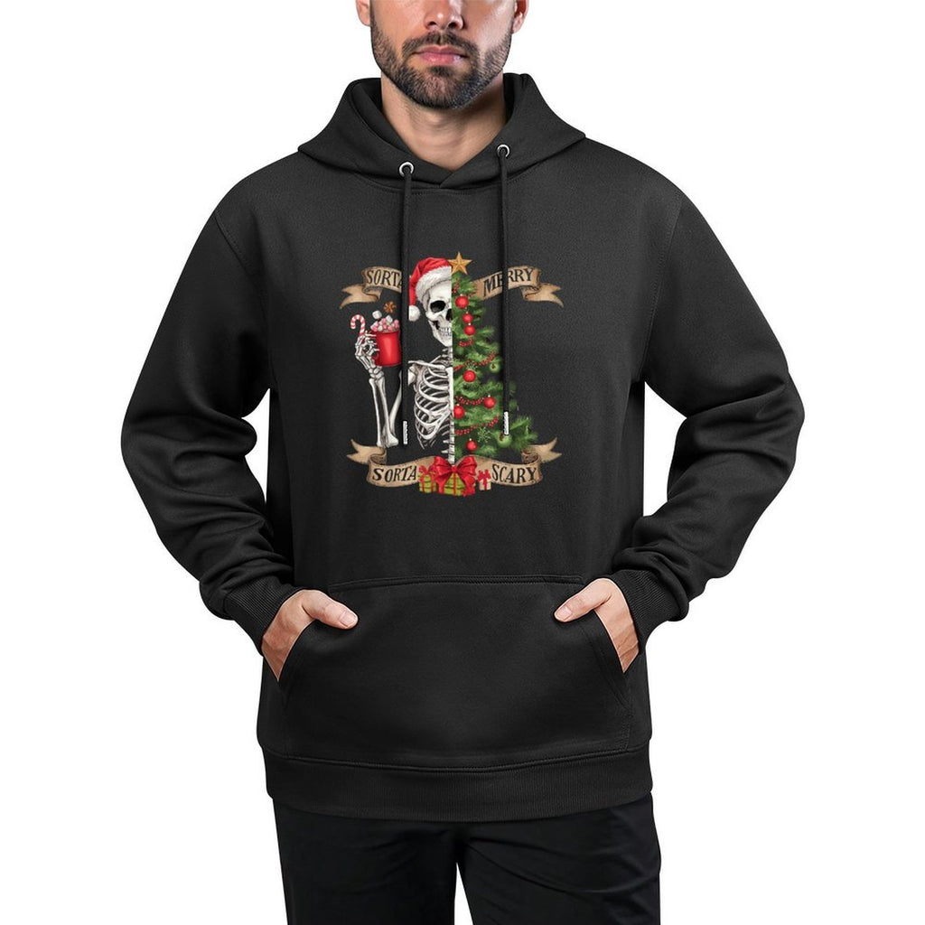 Funny Christmas Skeleton Sorta Merry Sorta Scary Tree Xmas Unisex Design Hoodie