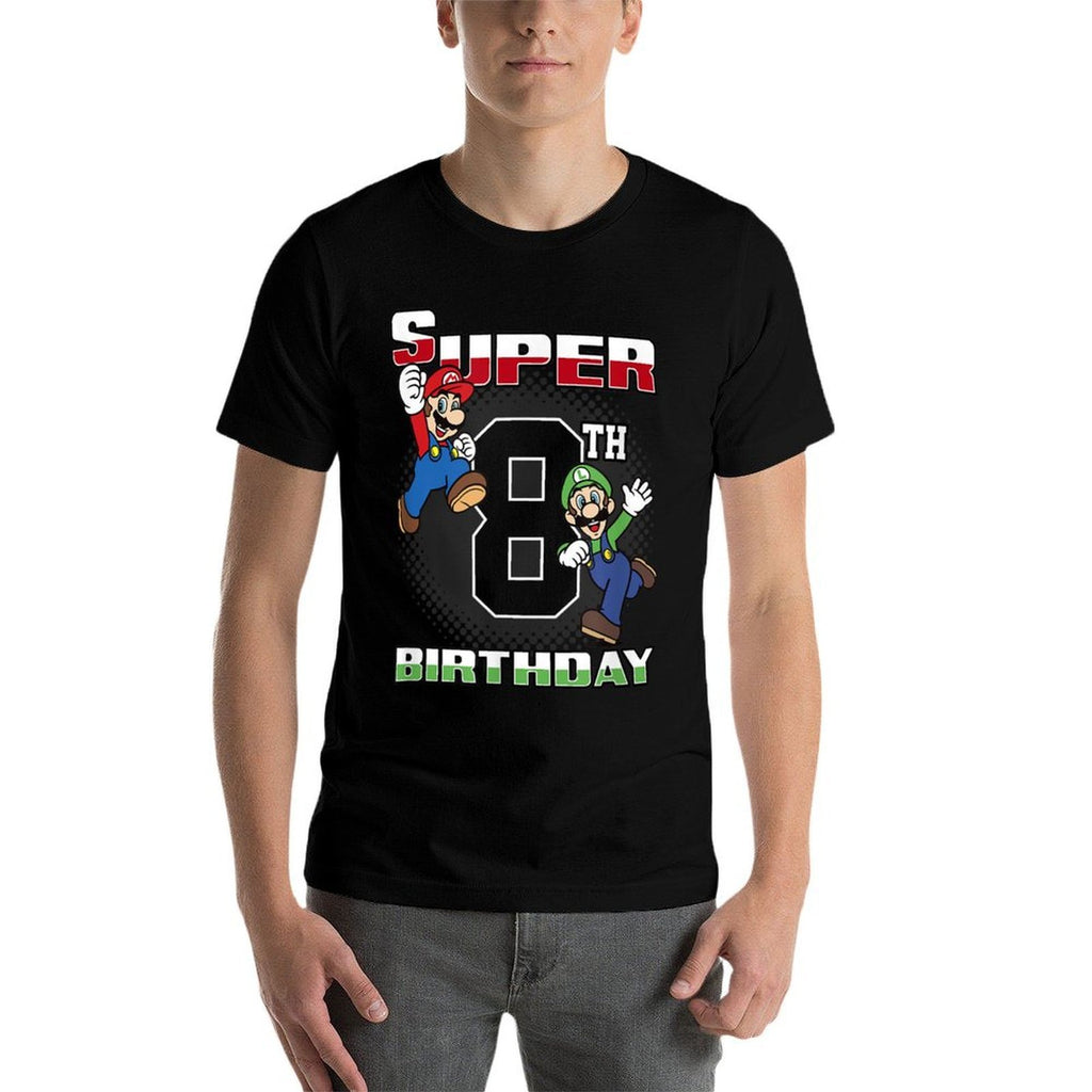 Super Mario Bros Mario & Luigi Super 8th Birthday  Easy-care T-Shirt
