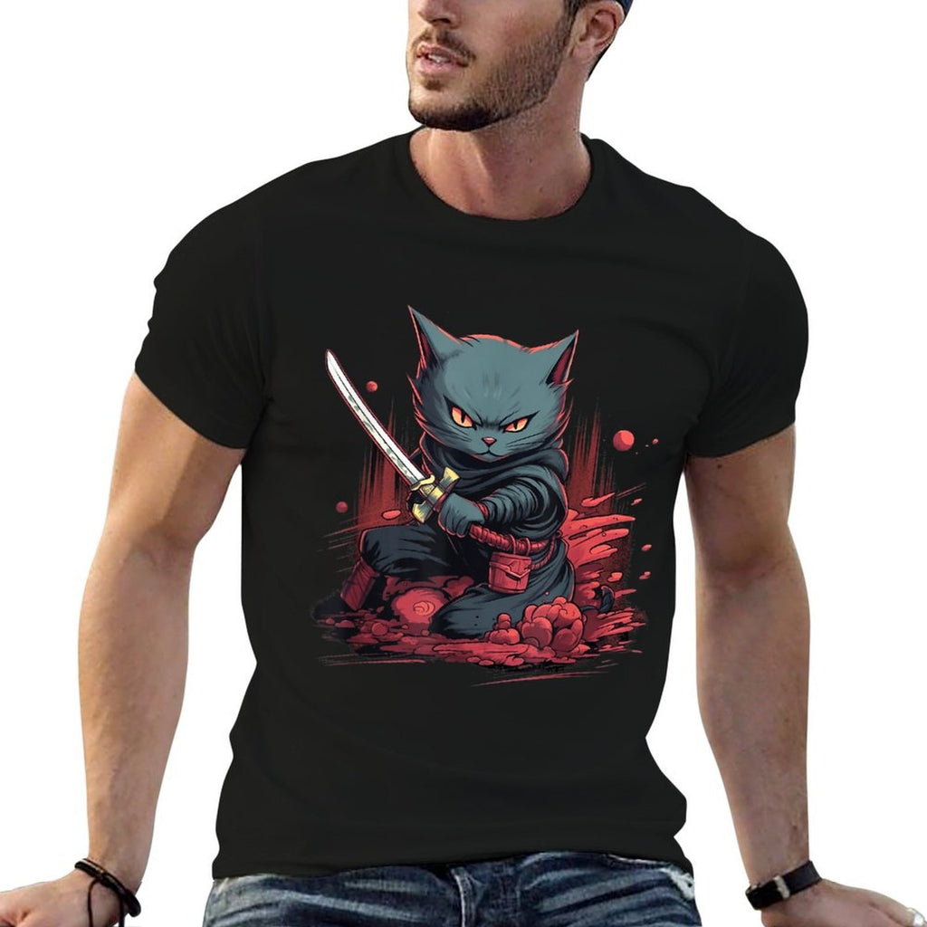 Vintage Japanese Samurai Ninja Cat Tattoo Kawaii  Classic T-Shirt