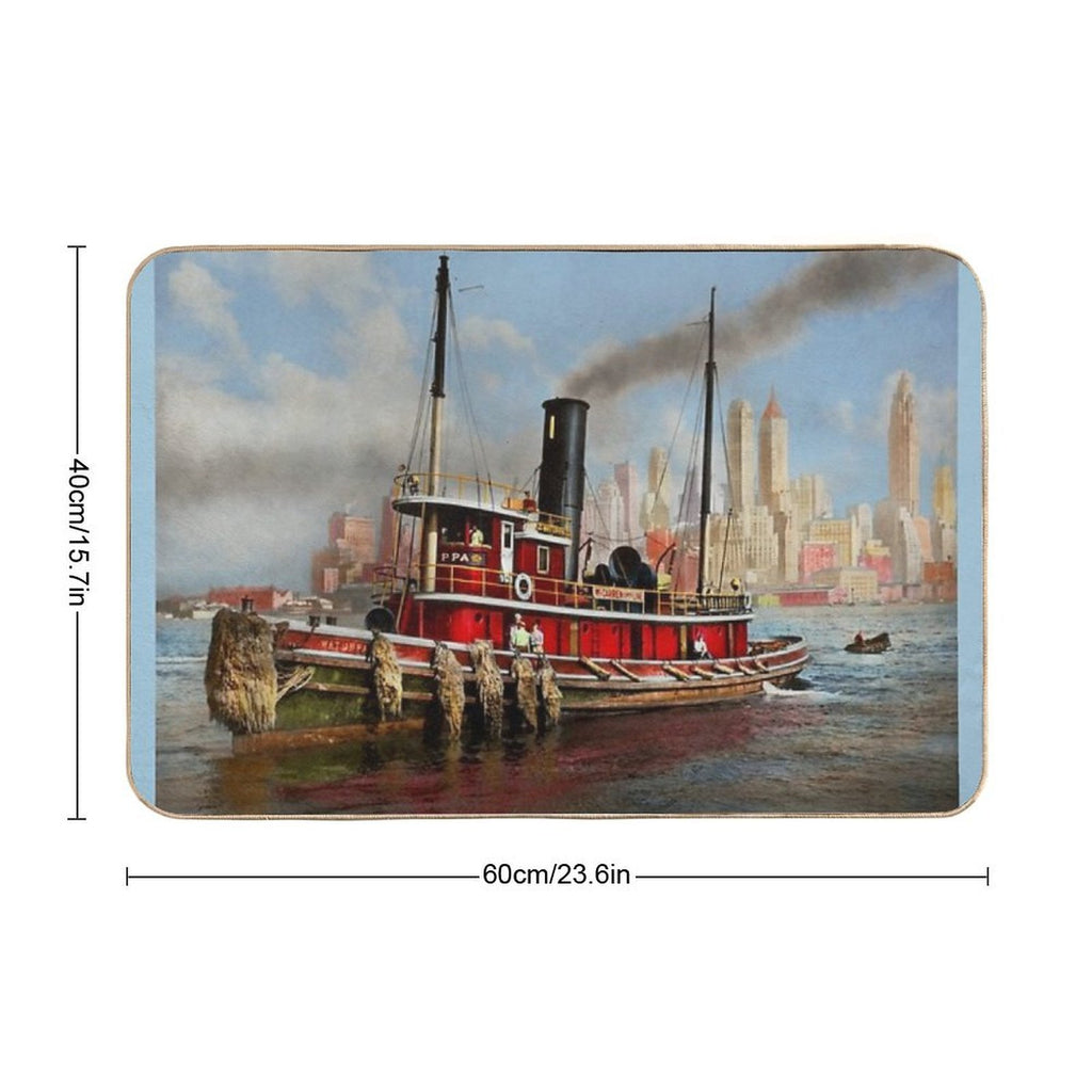 Boat - Tugboat - The Watuppa 1935  Long-Lasting Bath Mat